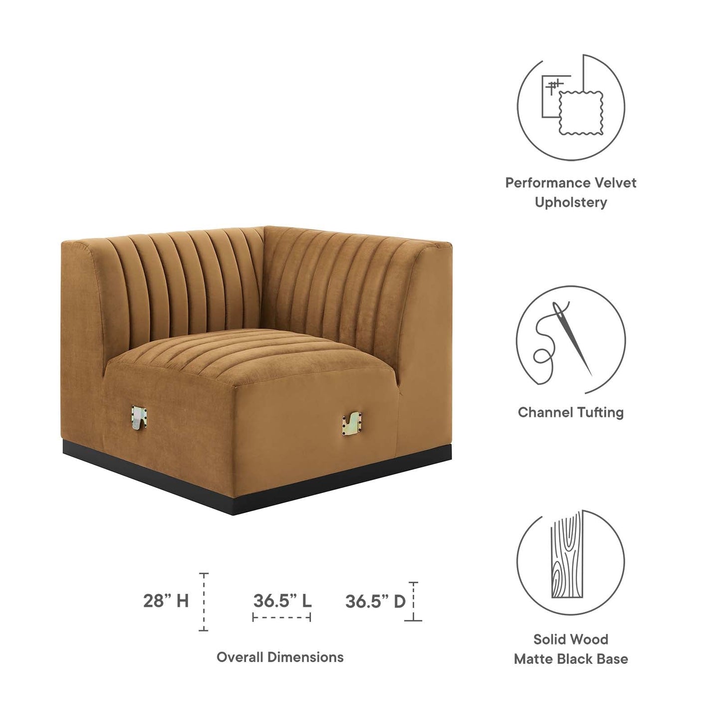 Conjure Channel Tufted Performance Velvet Left Corner Chair By Modway - EEI-5496 | Sofas - 6