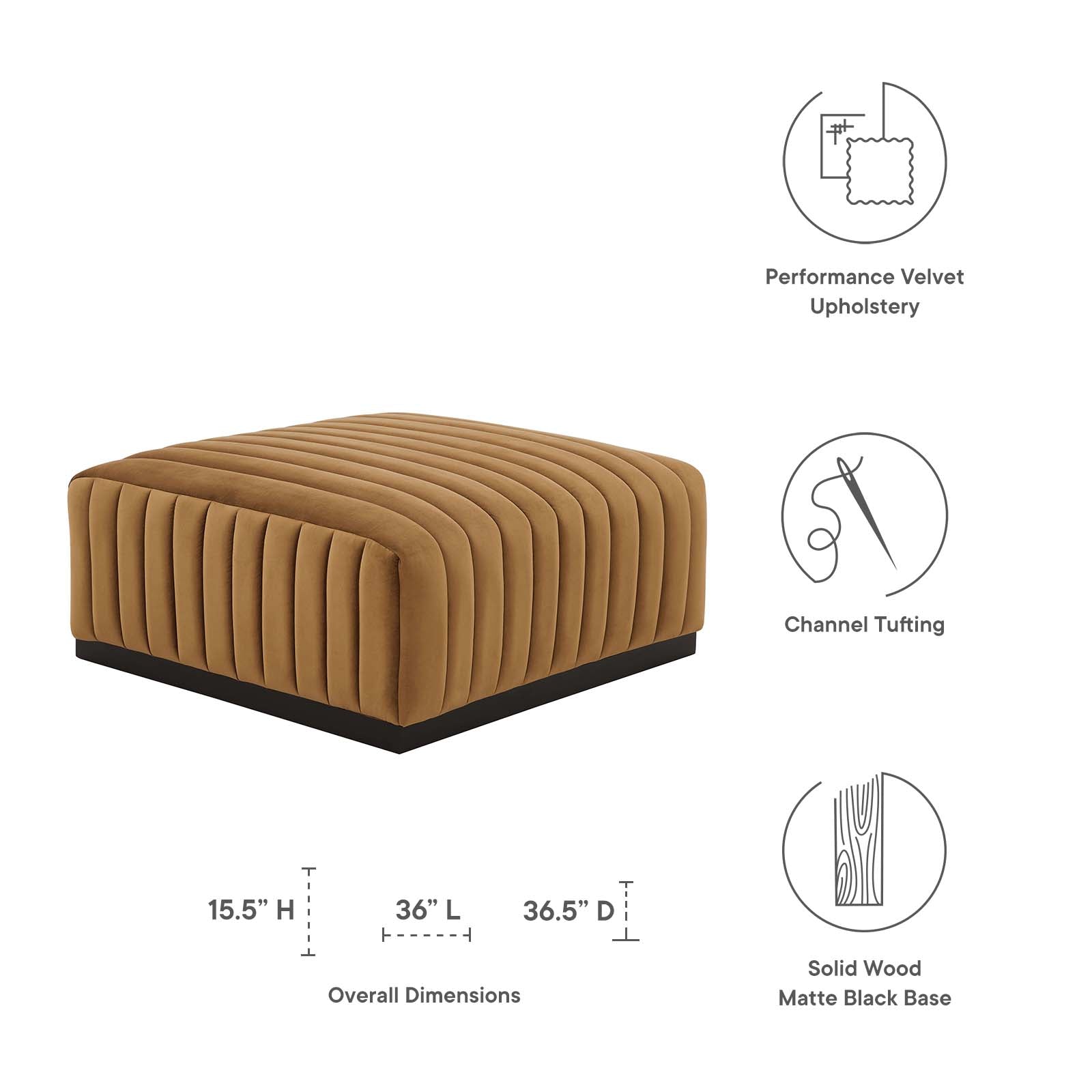 Conjure Channel Tufted Performance Velvet Ottoman By Modway - EEI-5500 | Ottomans - 5