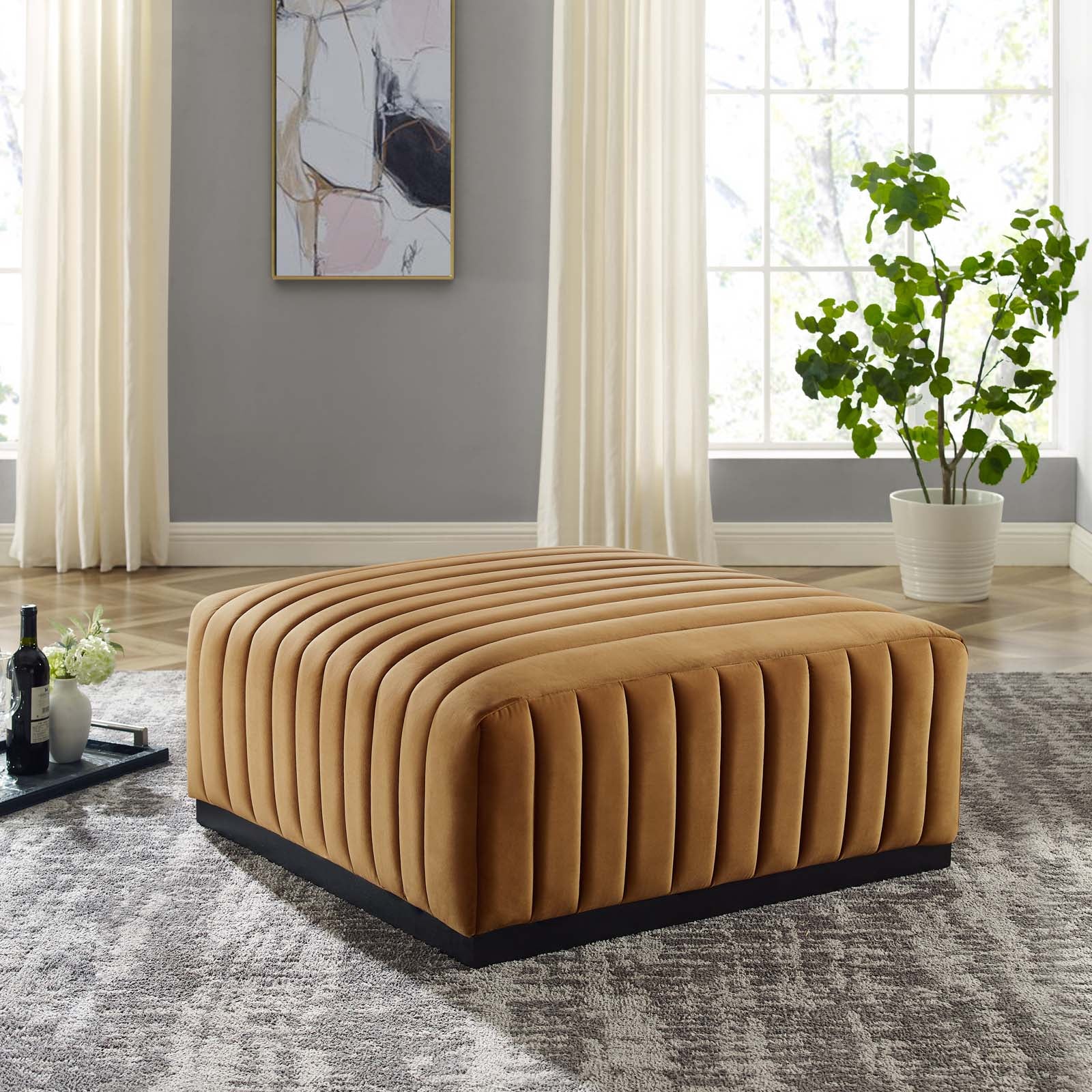 Conjure Channel Tufted Performance Velvet Ottoman By Modway - EEI-5500 | Ottomans