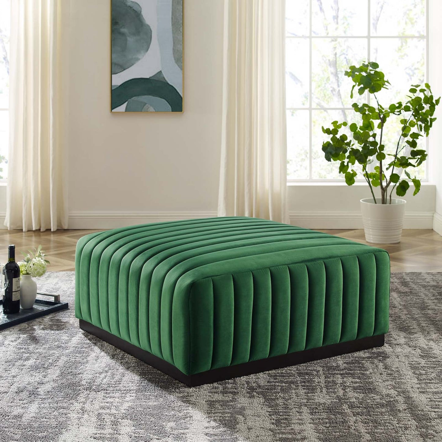 Conjure Channel Tufted Performance Velvet Ottoman By Modway - EEI-5500 | Ottomans - 6