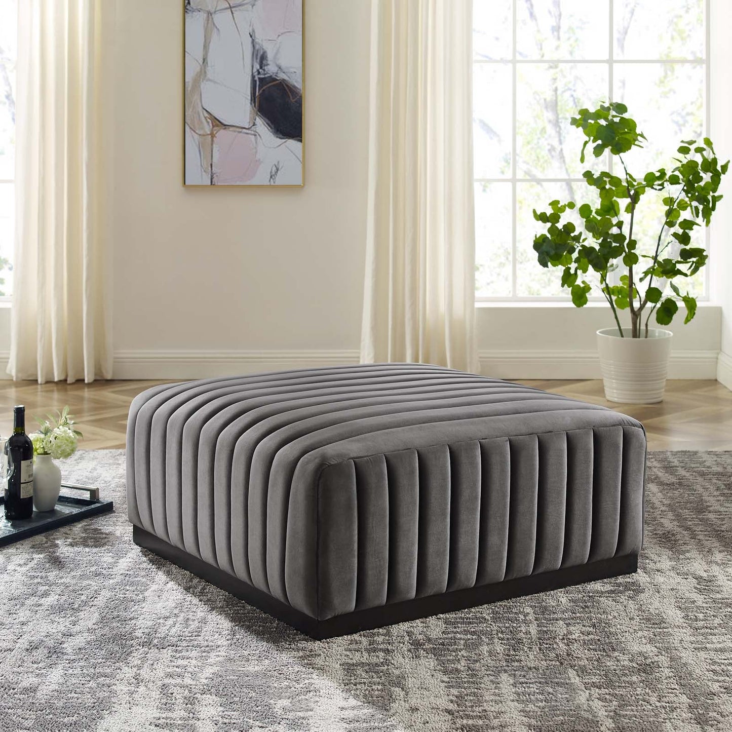 Conjure Channel Tufted Performance Velvet Ottoman By Modway - EEI-5500 | Ottomans - 15