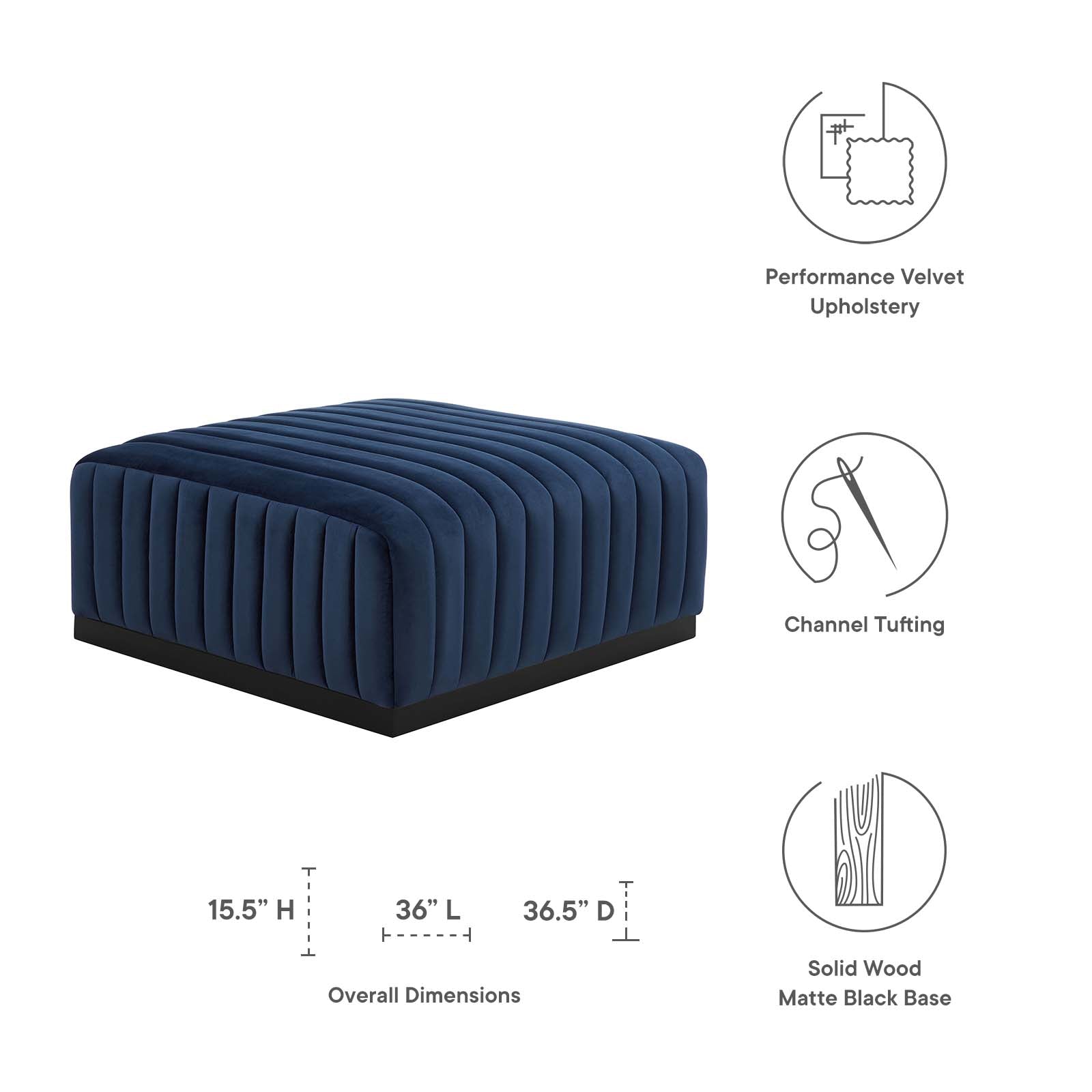 Conjure Channel Tufted Performance Velvet Ottoman By Modway - EEI-5500 | Ottomans - 19