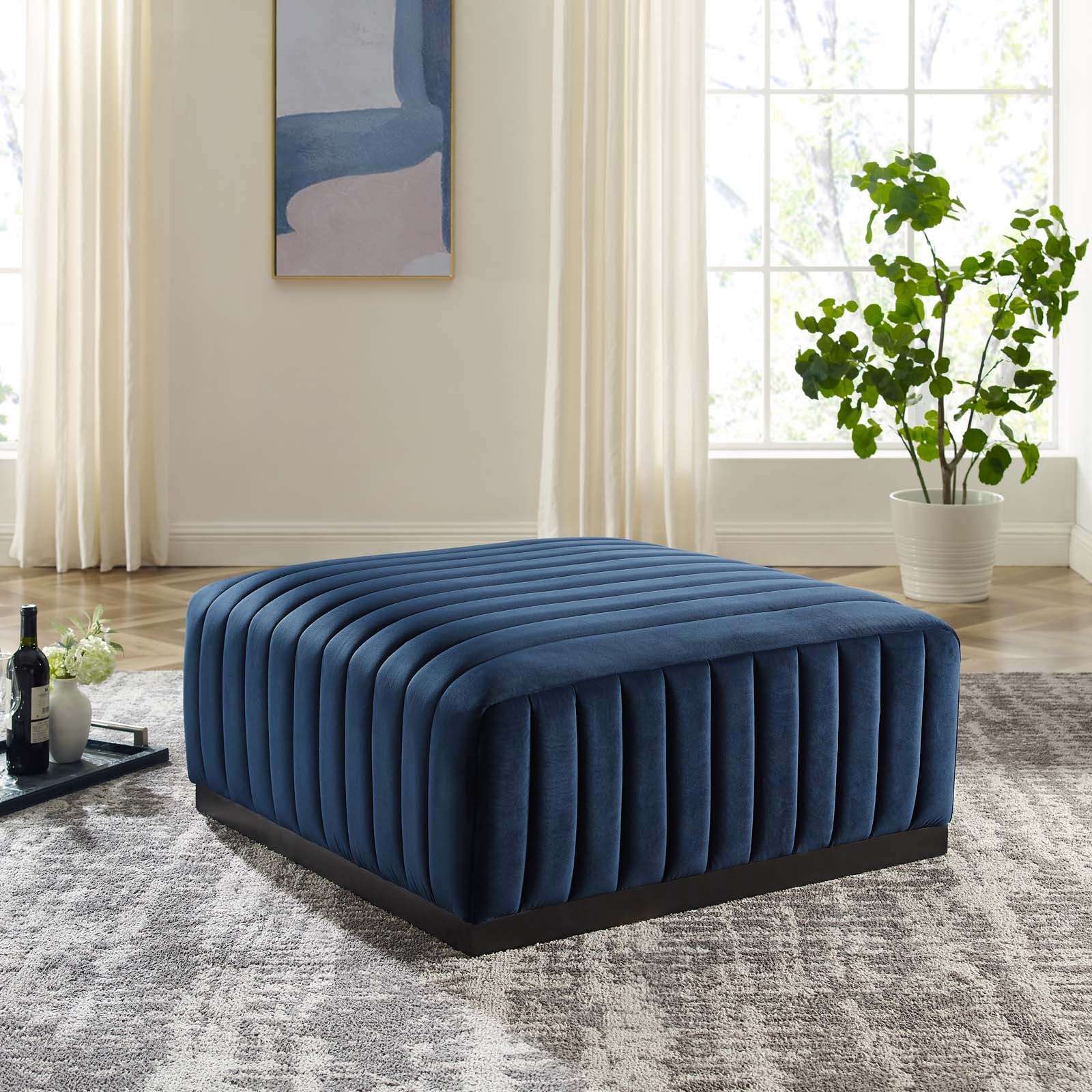 Conjure Channel Tufted Performance Velvet Ottoman By Modway - EEI-5500 | Ottomans - 20