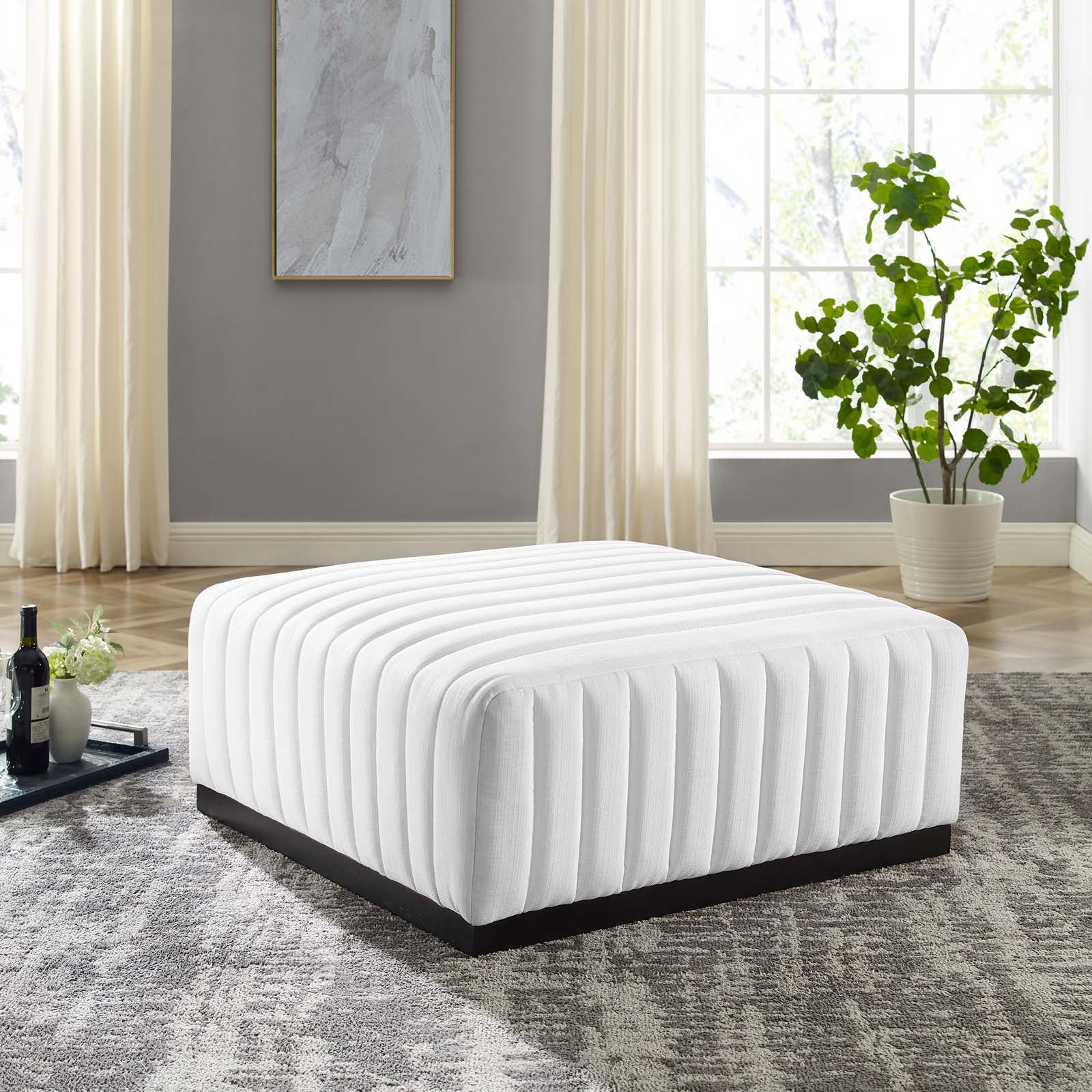 Conjure Channel Tufted Upholstered Fabric Ottoman By Modway - EEI-5501 | Ottomans - 15