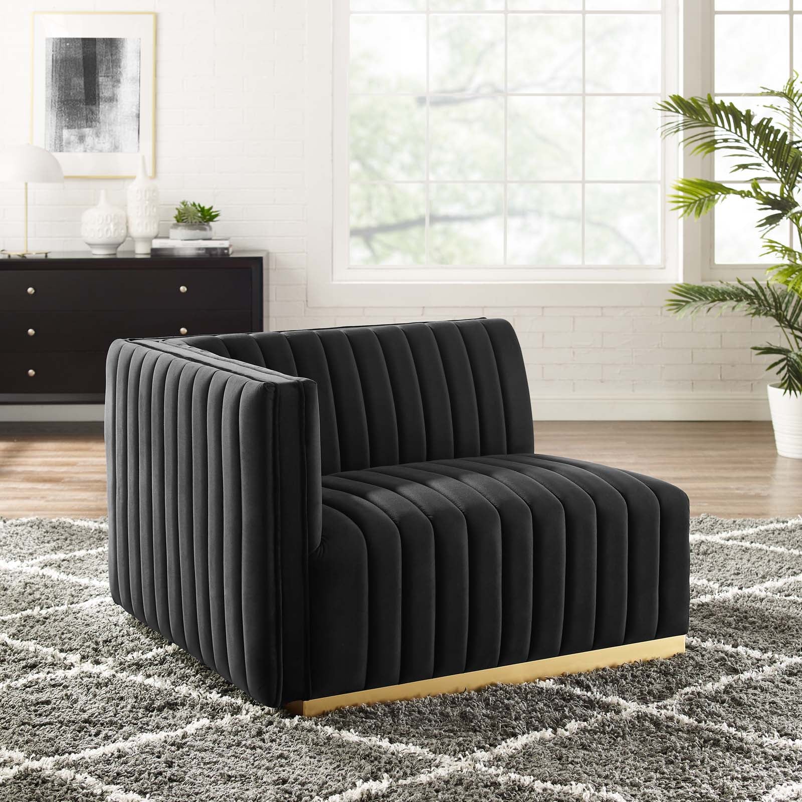 Conjure Channel Tufted Performance Velvet Left-Arm Chair By Modway - EEI-5502 | Armchairs