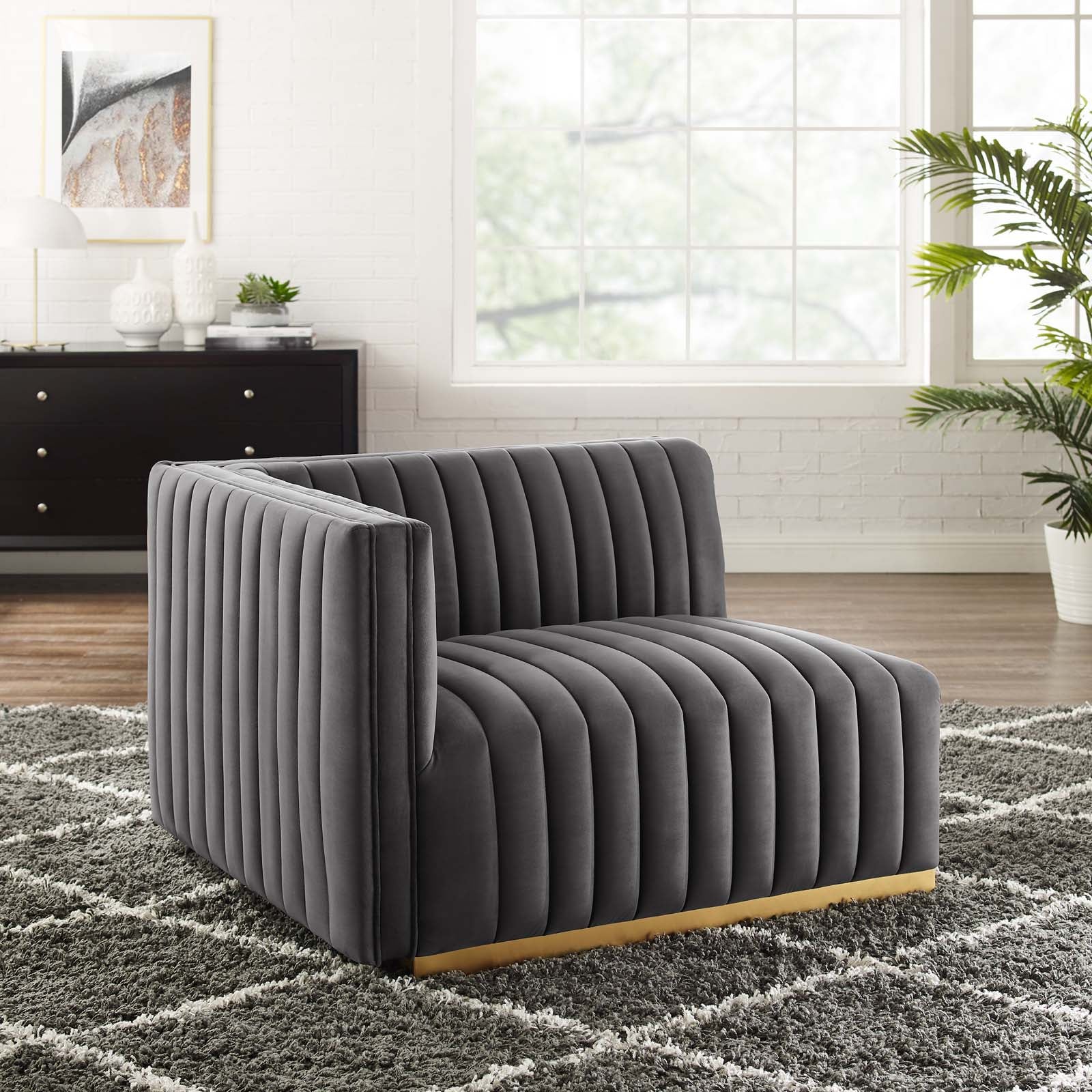 Conjure Channel Tufted Performance Velvet Left-Arm Chair By Modway - EEI-5502 | Armchairs - 18