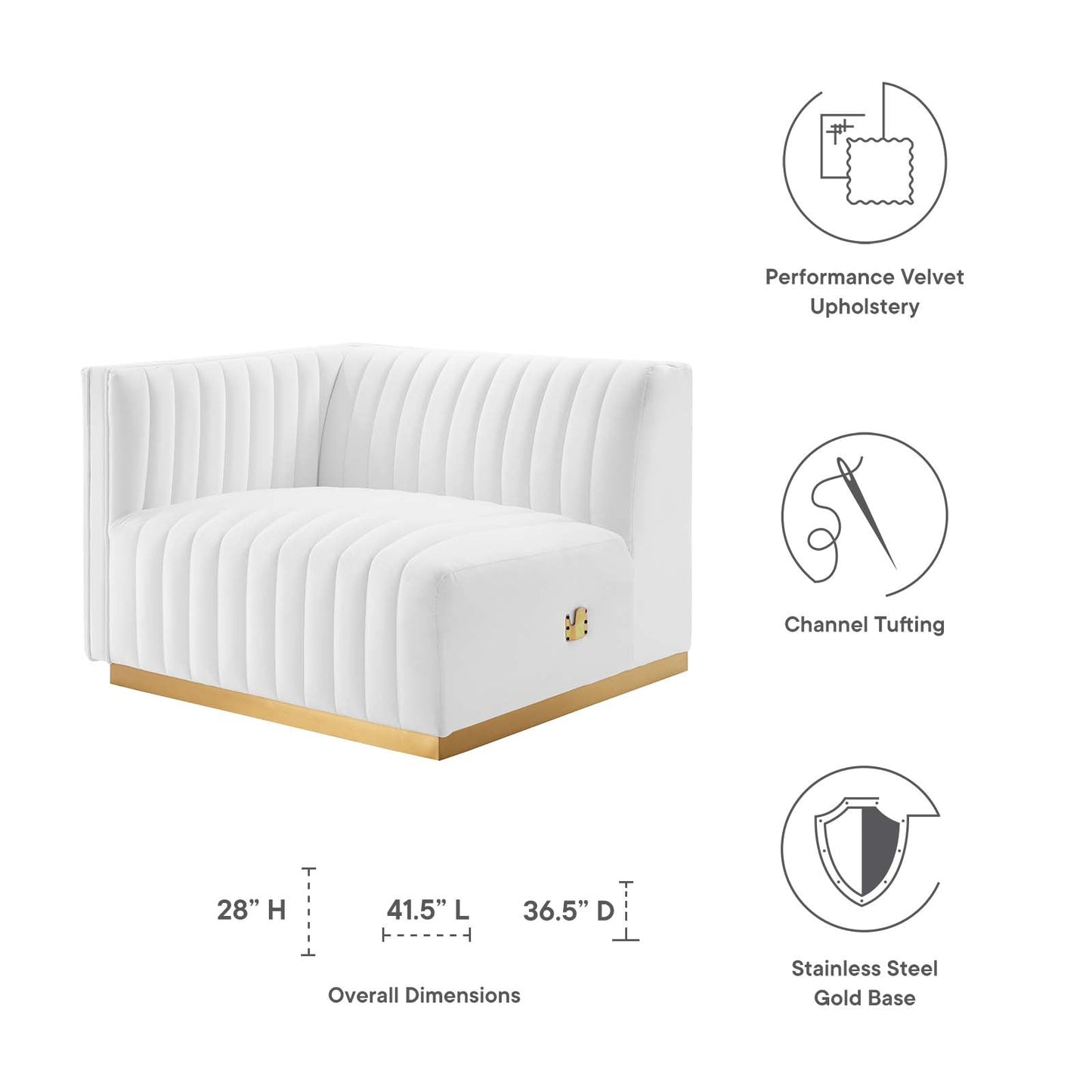 Conjure Channel Tufted Performance Velvet Left-Arm Chair By Modway - EEI-5502 | Armchairs - 29