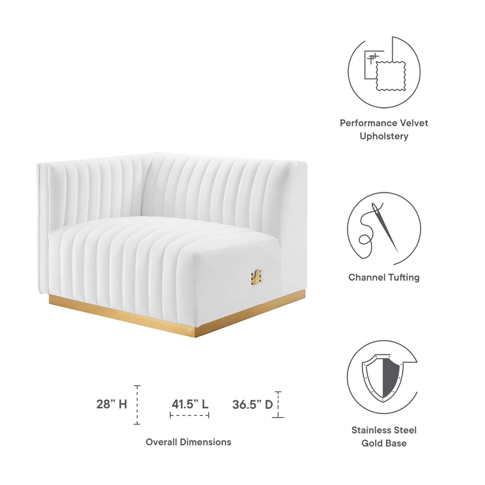 Conjure Channel Tufted Performance Velvet Left-Arm Chair By Modway - EEI-5502 | Armchairs - 29