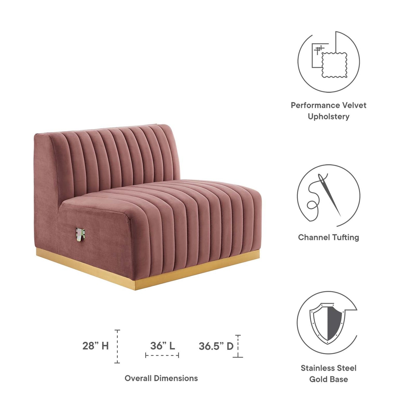 Conjure Channel Tufted Performance Velvet Armless Chair By Modway - EEI-5504 | Lounge Chairs - 13