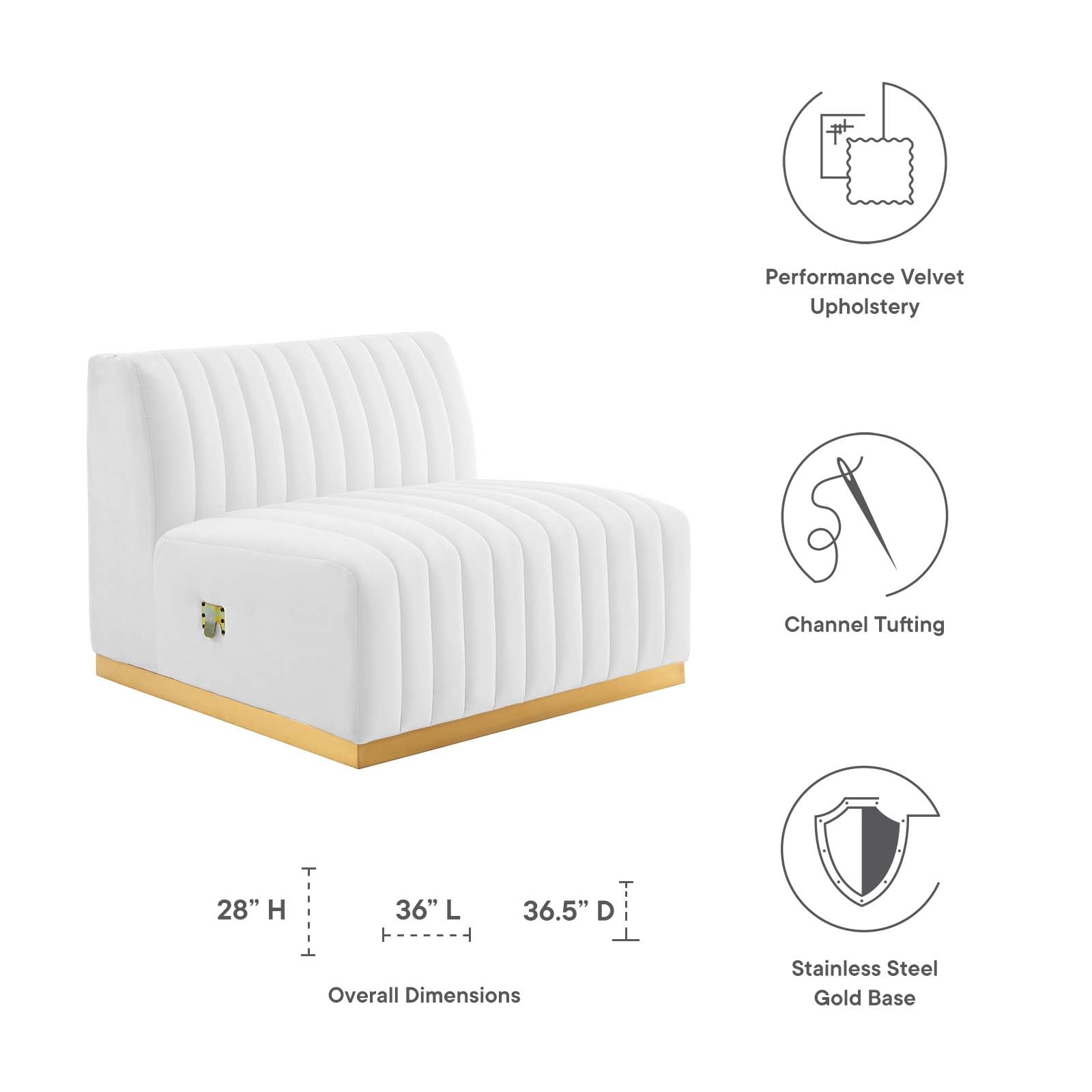 Conjure Channel Tufted Performance Velvet Armless Chair By Modway - EEI-5504 | Lounge Chairs - 34