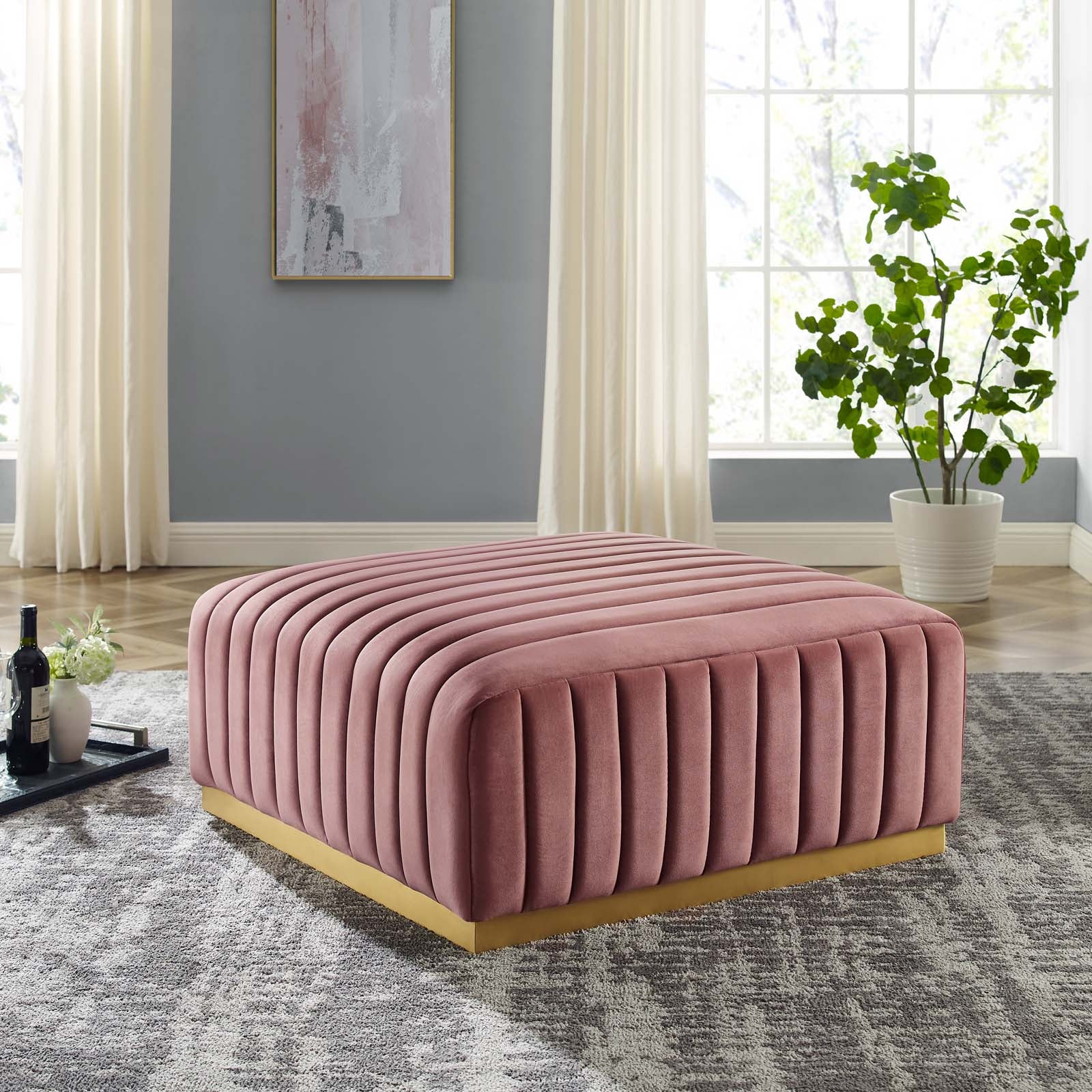 Conjure Channel Tufted Performance Velvet Ottoman By Modway - EEI-5507 | Ottomans - 10