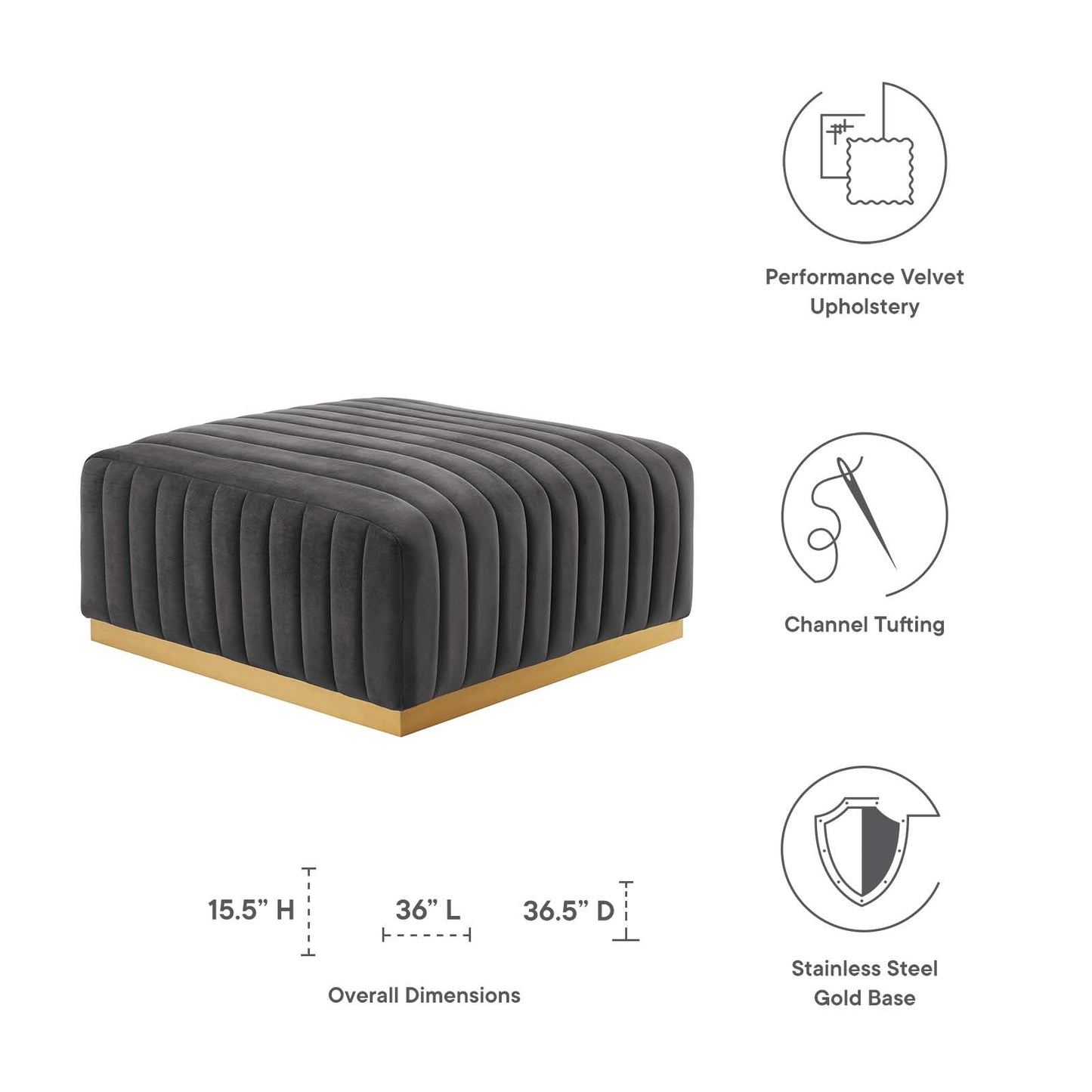 Conjure Channel Tufted Performance Velvet Ottoman By Modway - EEI-5507 | Ottomans - 14
