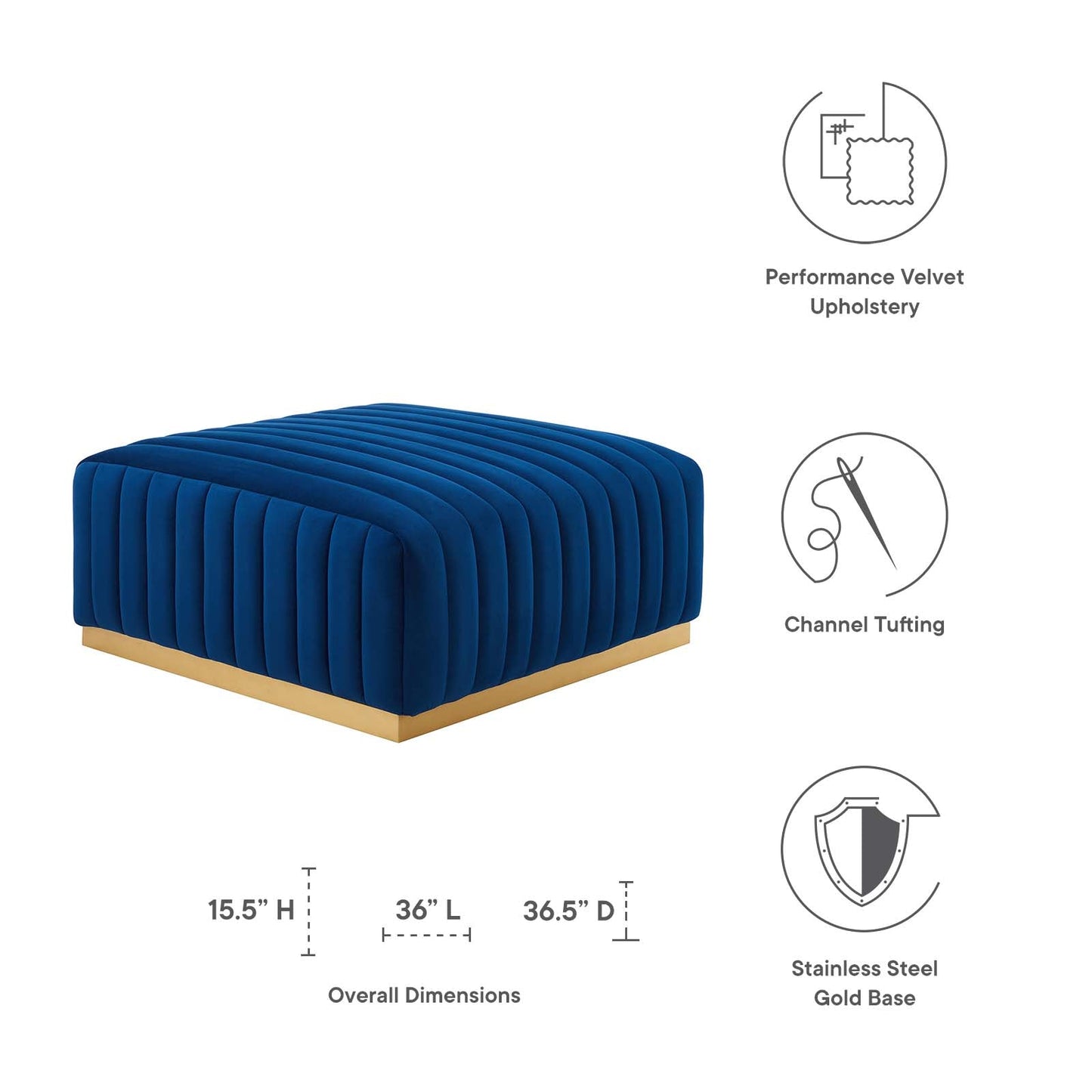 Conjure Channel Tufted Performance Velvet Ottoman By Modway - EEI-5507 | Ottomans - 19