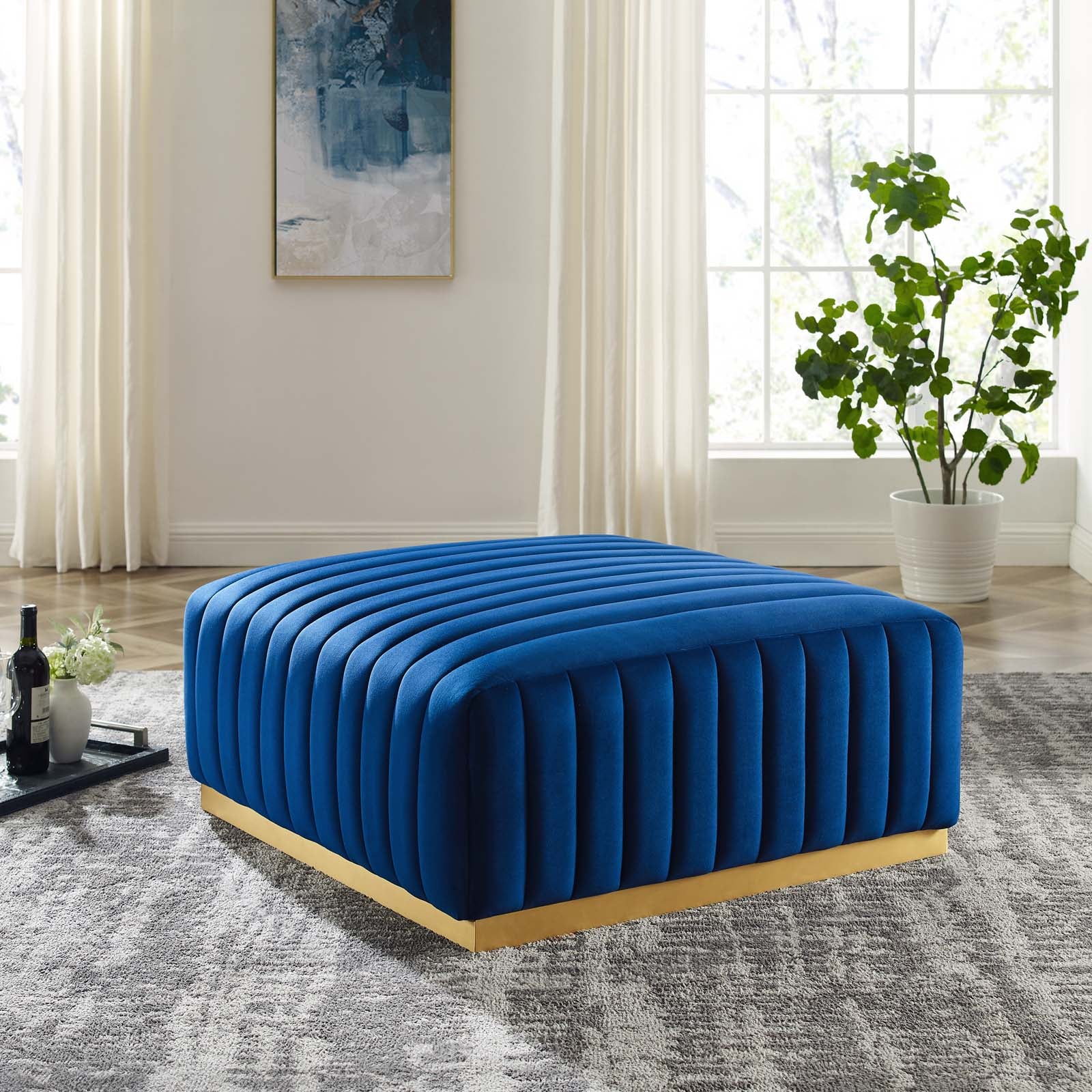 Conjure Channel Tufted Performance Velvet Ottoman By Modway - EEI-5507 | Ottomans - 20