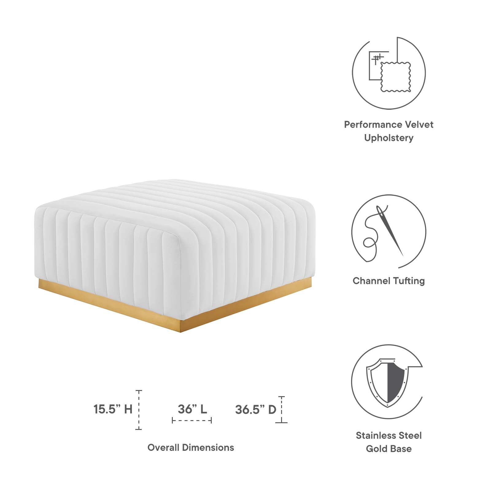 Conjure Channel Tufted Performance Velvet Ottoman By Modway - EEI-5507 | Ottomans - 24