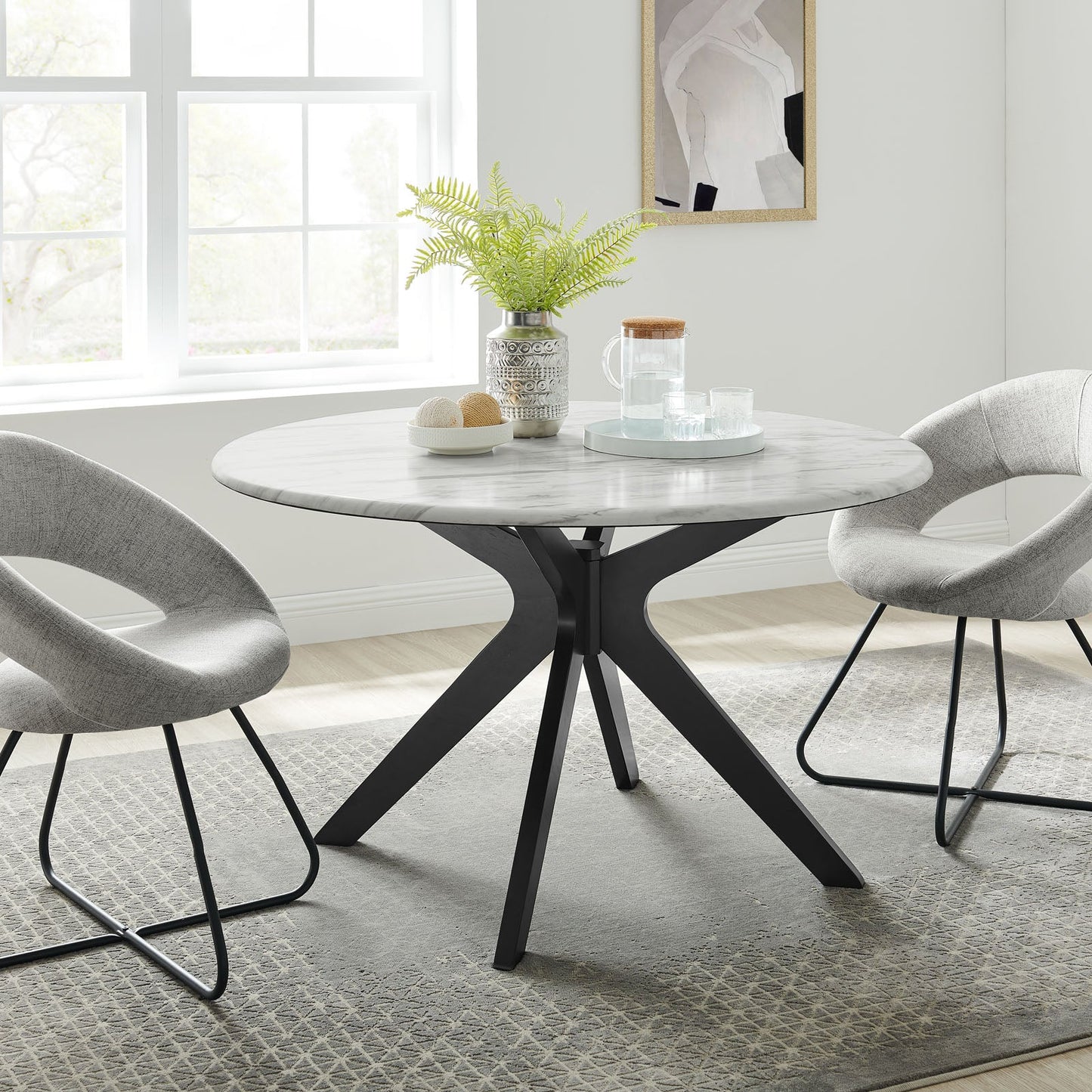 Modway Traverse 50" Round Performance Artificial Marble Dining Table | Dining Tables | Modishstore