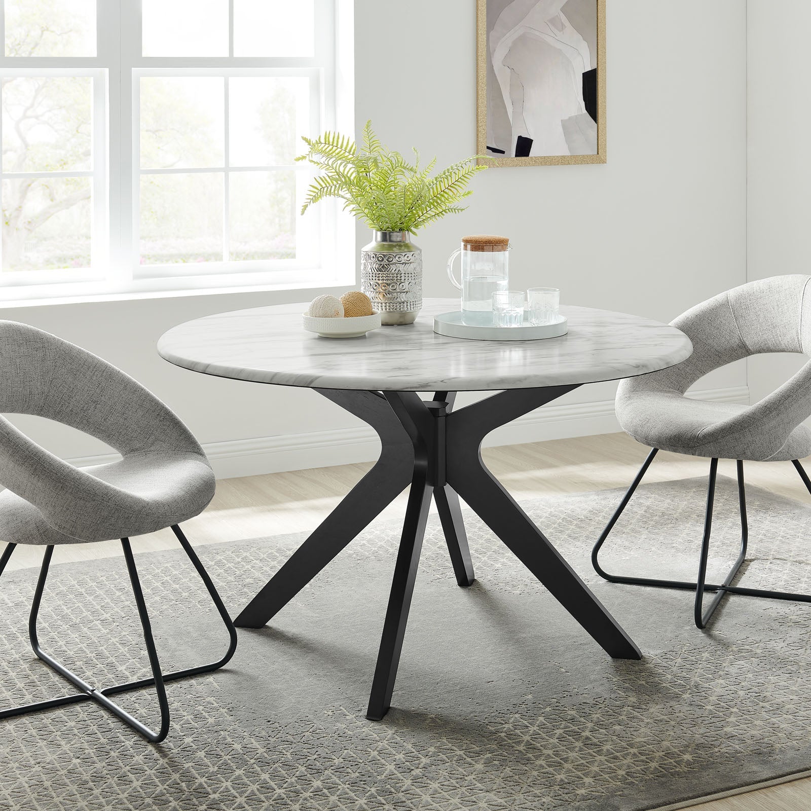 Modway Traverse 50" Round Performance Artificial Marble Dining Table | Dining Tables | Modishstore