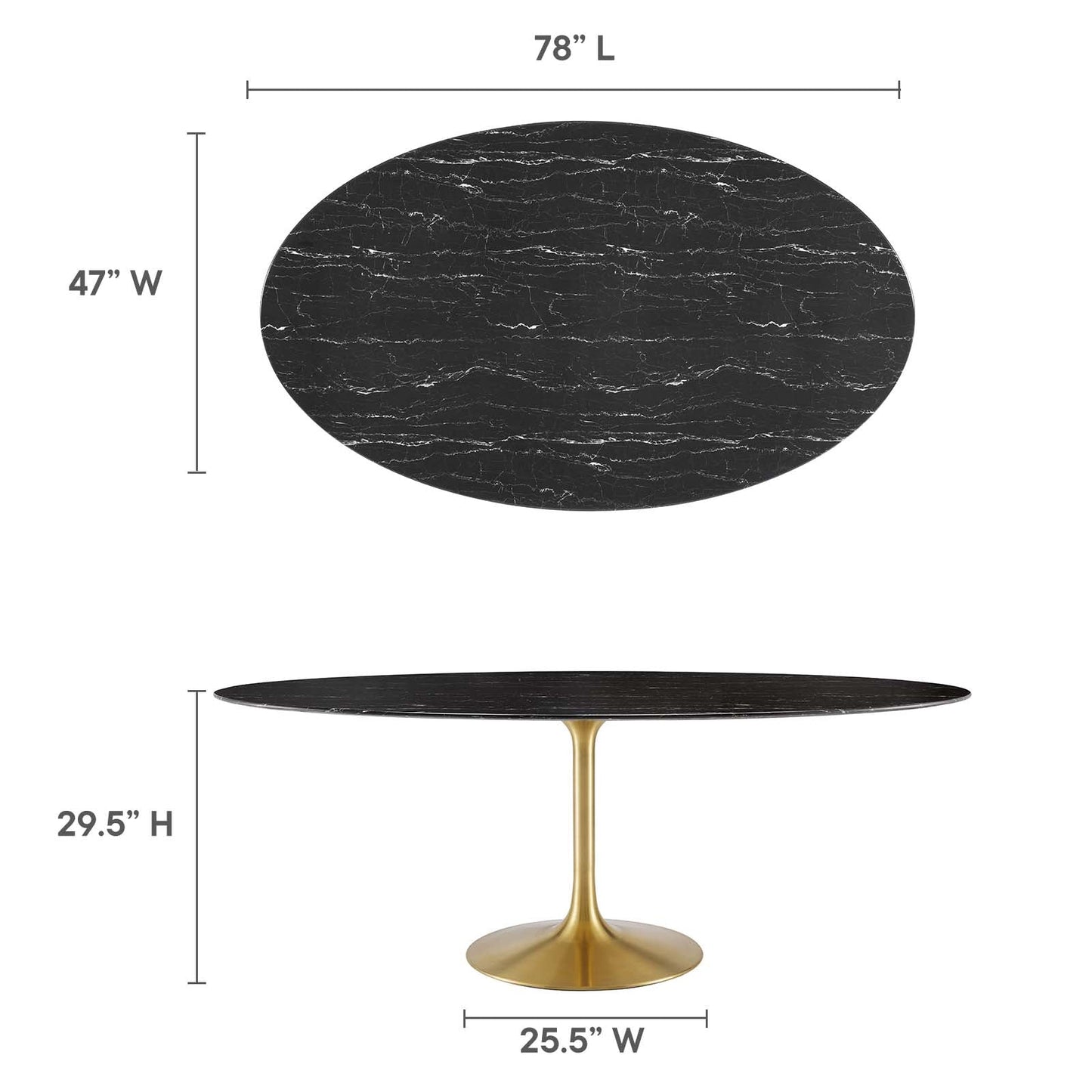 Modway Lippa 78" Oval Artificial Marble Dining Table - EEI-5528