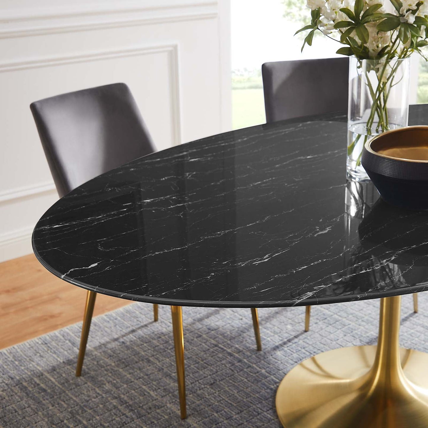 Modway Lippa 78" Oval Artificial Marble Dining Table - EEI-5528
