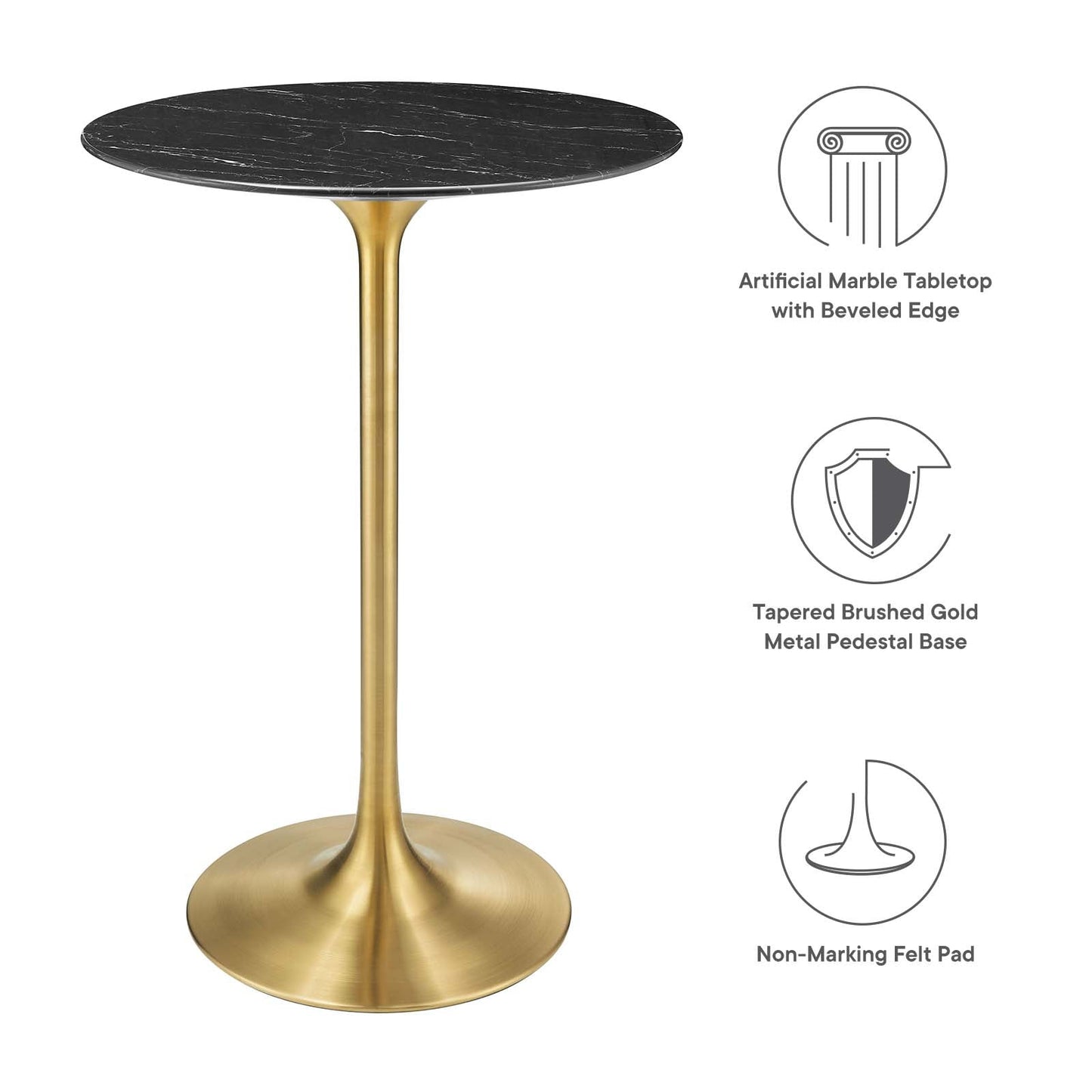 Modway Lippa 28" Artificial Marble Bar Table - EEI-5533