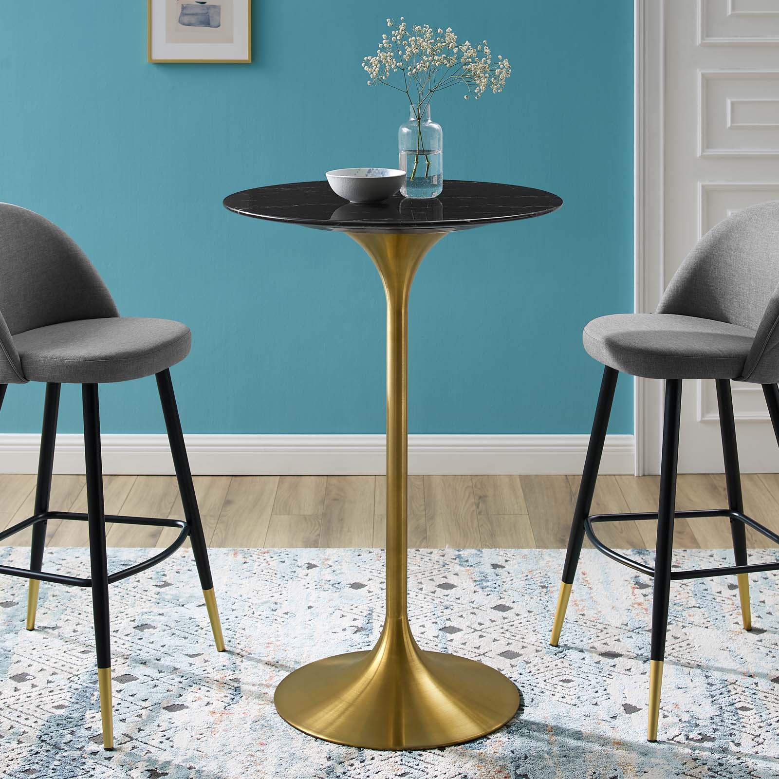 Modway Lippa 28" Artificial Marble Bar Table | Dining Tables | Modishstore