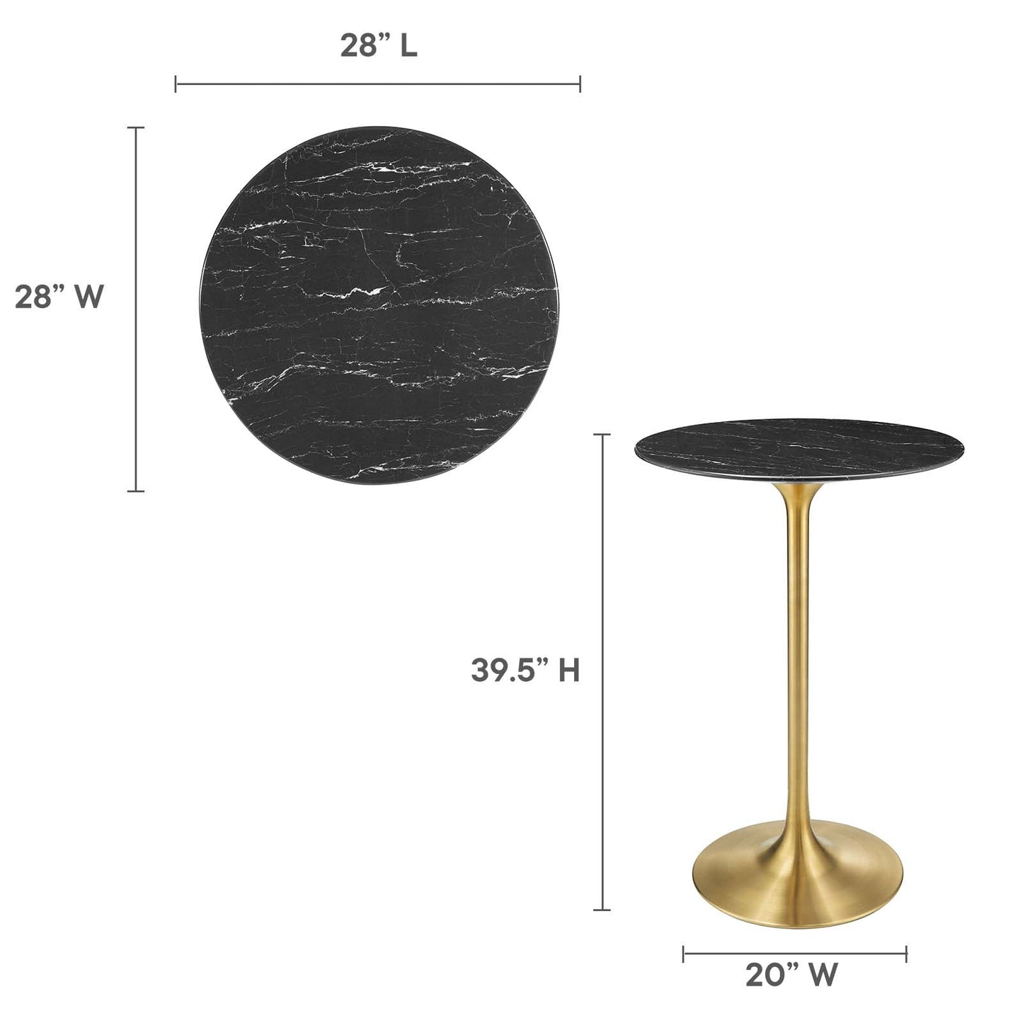 Modway Lippa 28" Artificial Marble Bar Table - EEI-5533