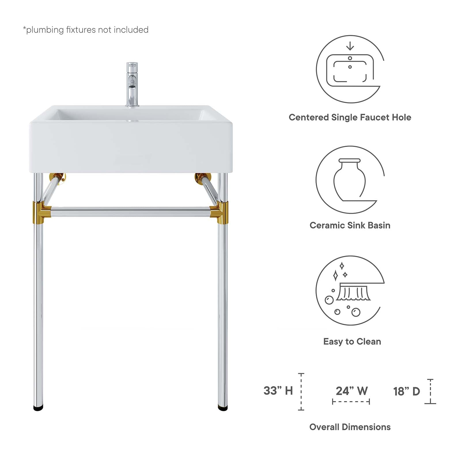 Redeem 24" Silver Stainless Steel Wall-Mount Bathroom Vanity By Modway - EEI-5538 | Bathroom Accessories | Modishstore - 8