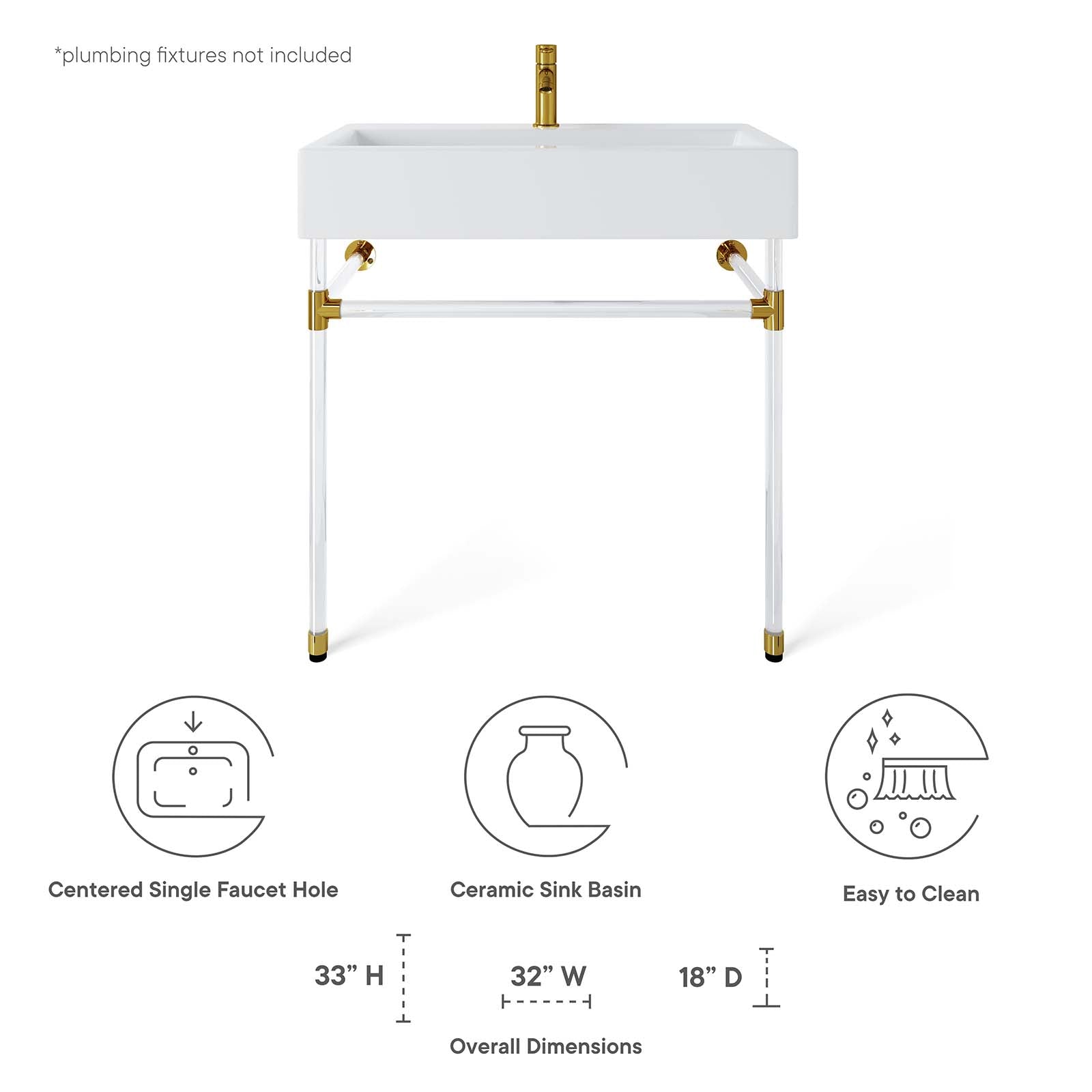 Redeem 32" Acrylic Wall-Mount Bathroom Vanity By Modway - EEI-5539 | Bathroom Accessories | Modishstore - 8