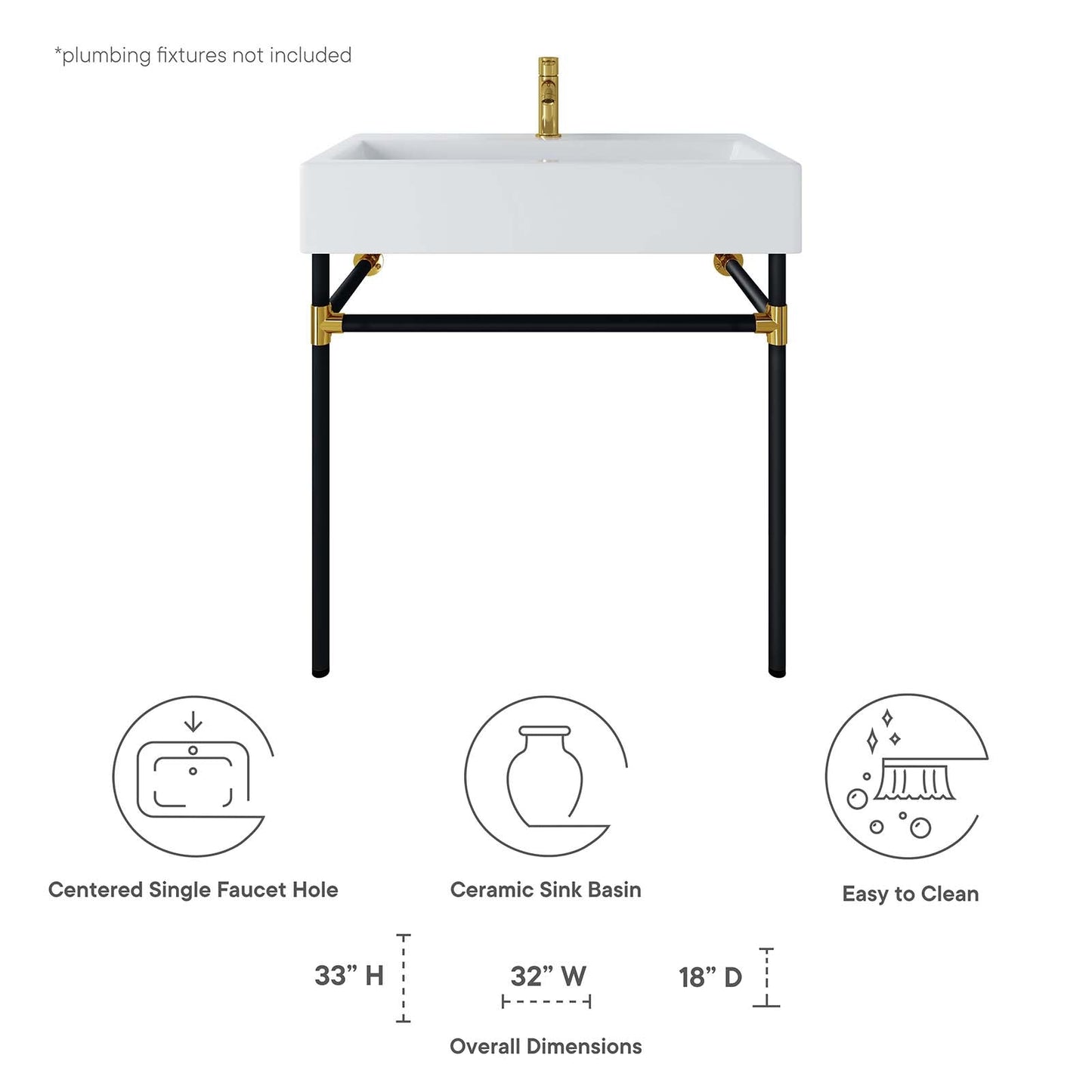 Redeem 32" Black Stainless Steel Wall-Mount Bathroom Vanity By Modway - EEI-5541 | Bathroom Accessories | Modishstore - 8