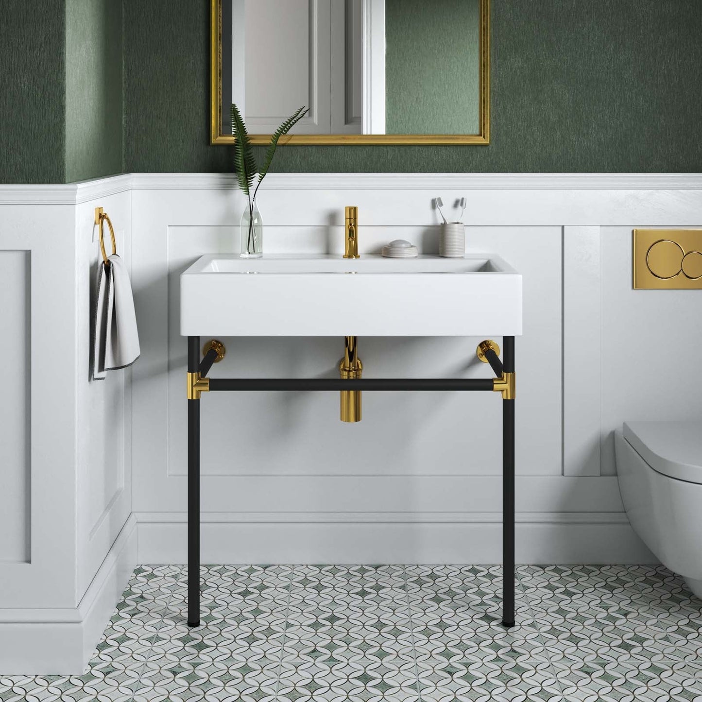 Redeem 32" Black Stainless Steel Wall-Mount Bathroom Vanity By Modway - EEI-5541 | Bathroom Accessories | Modishstore