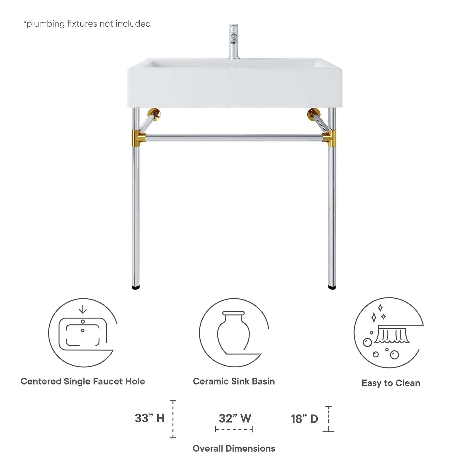 Redeem 32" Silver Stainless Steel Wall-Mount Bathroom Vanity By Modway - EEI-5542 | Bathroom Accessories | Modishstore - 8