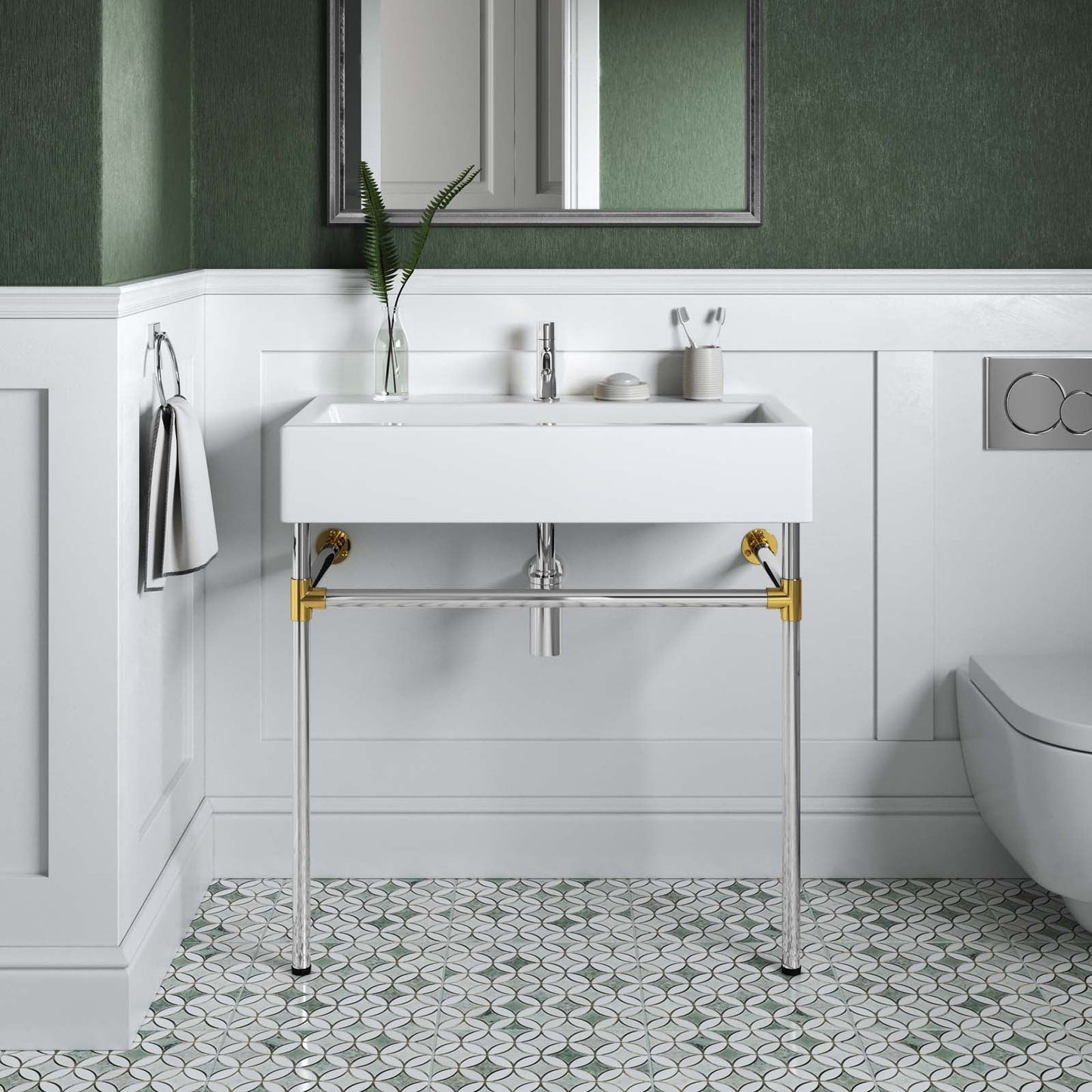 Redeem 32" Silver Stainless Steel Wall-Mount Bathroom Vanity By Modway - EEI-5542 | Bathroom Accessories | Modishstore