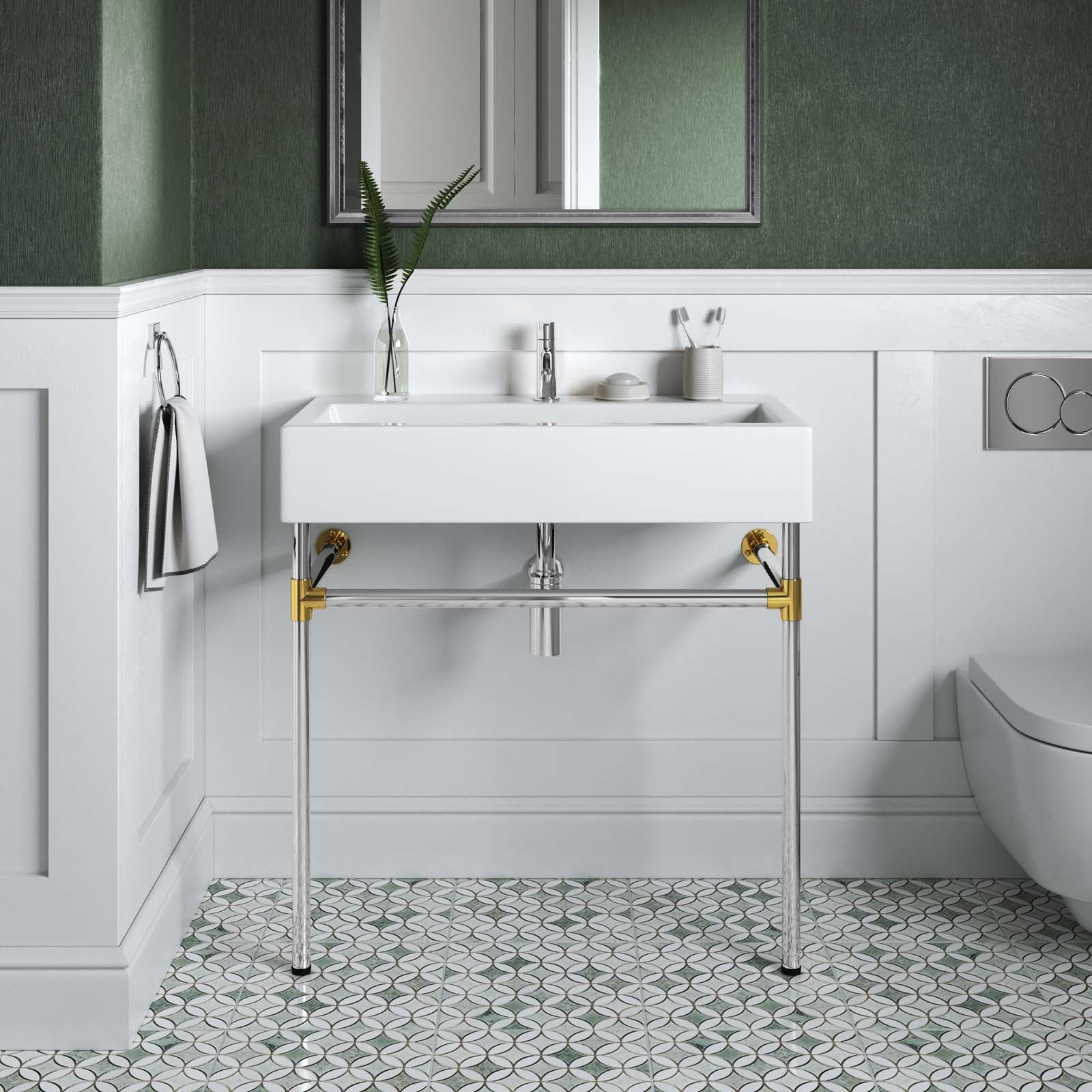 Redeem 32" Silver Stainless Steel Wall-Mount Bathroom Vanity By Modway - EEI-5542 | Bathroom Accessories | Modishstore