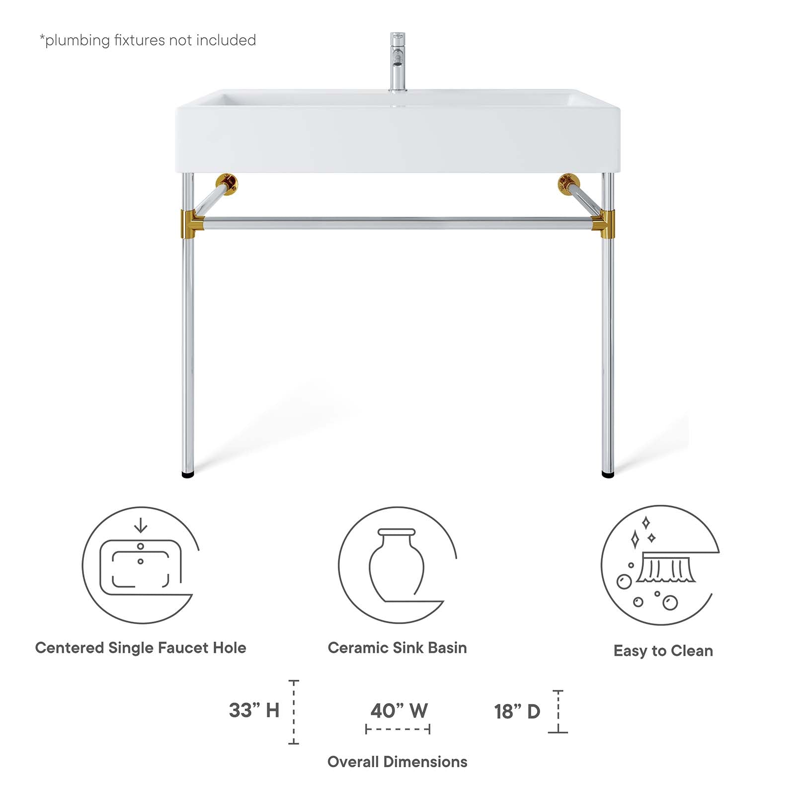 Redeem 40" Silver Stainless Steel Wall-Mount Bathroom Vanity By Modway - EEI-5546 | Bathroom Accessories | Modishstore - 8
