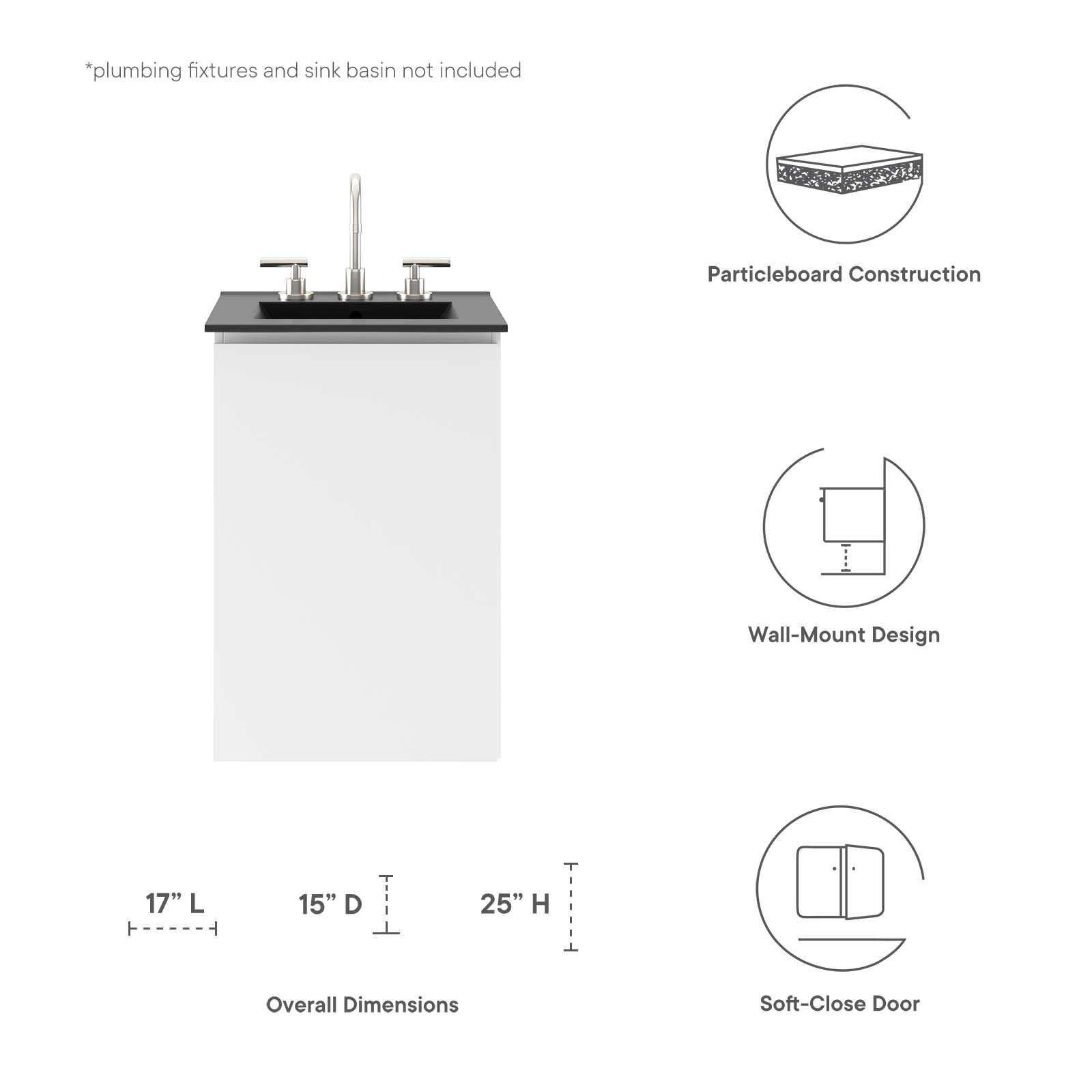 Vitality 18" Wall-Mount Bathroom Vanity By Modway - EEI-5556 | Bathroom Accessories | Modishstore - 16