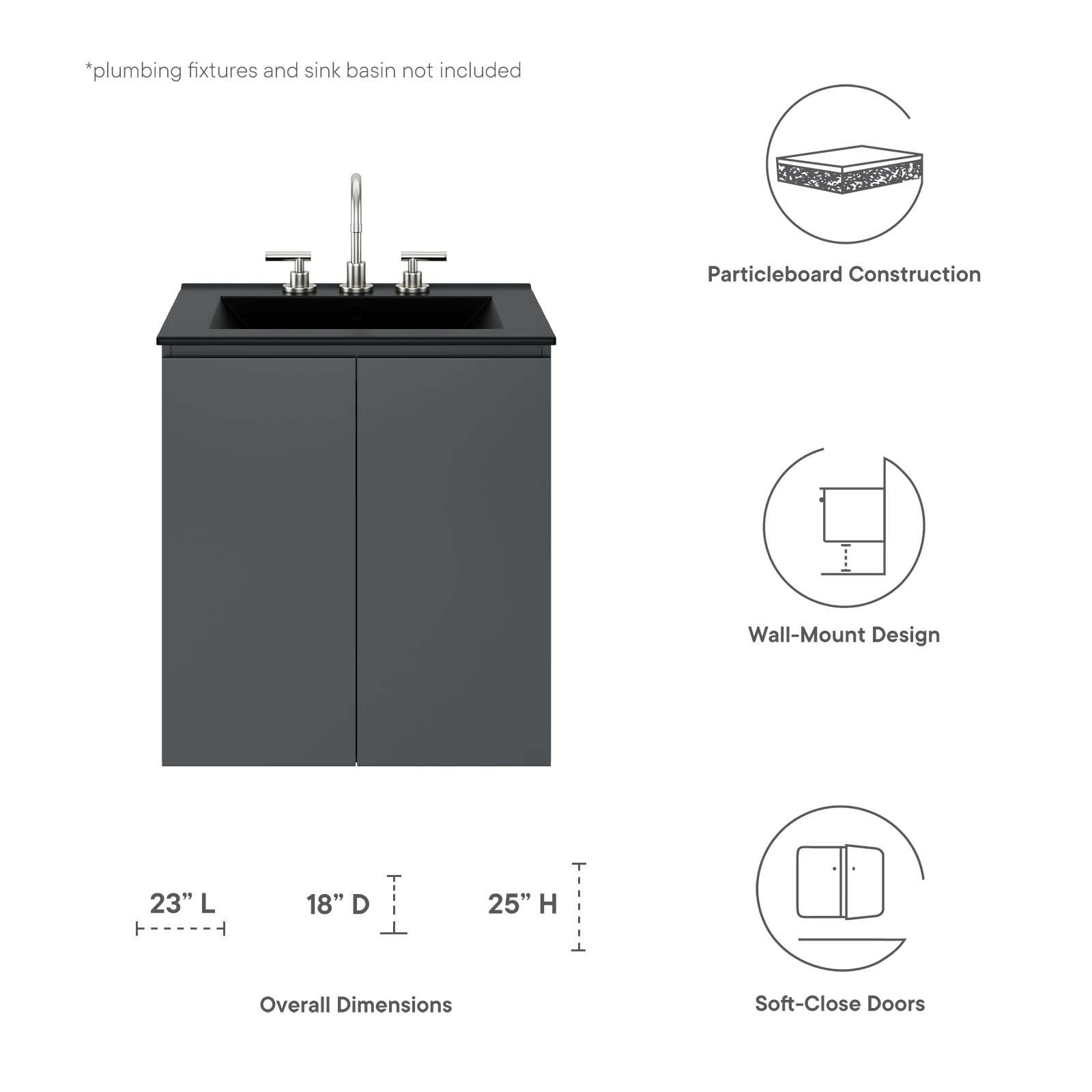 Vitality 24" Wall-Mount Bathroom Vanity By Modway - EEI-5557 | Bathroom Accessories | Modishstore - 8