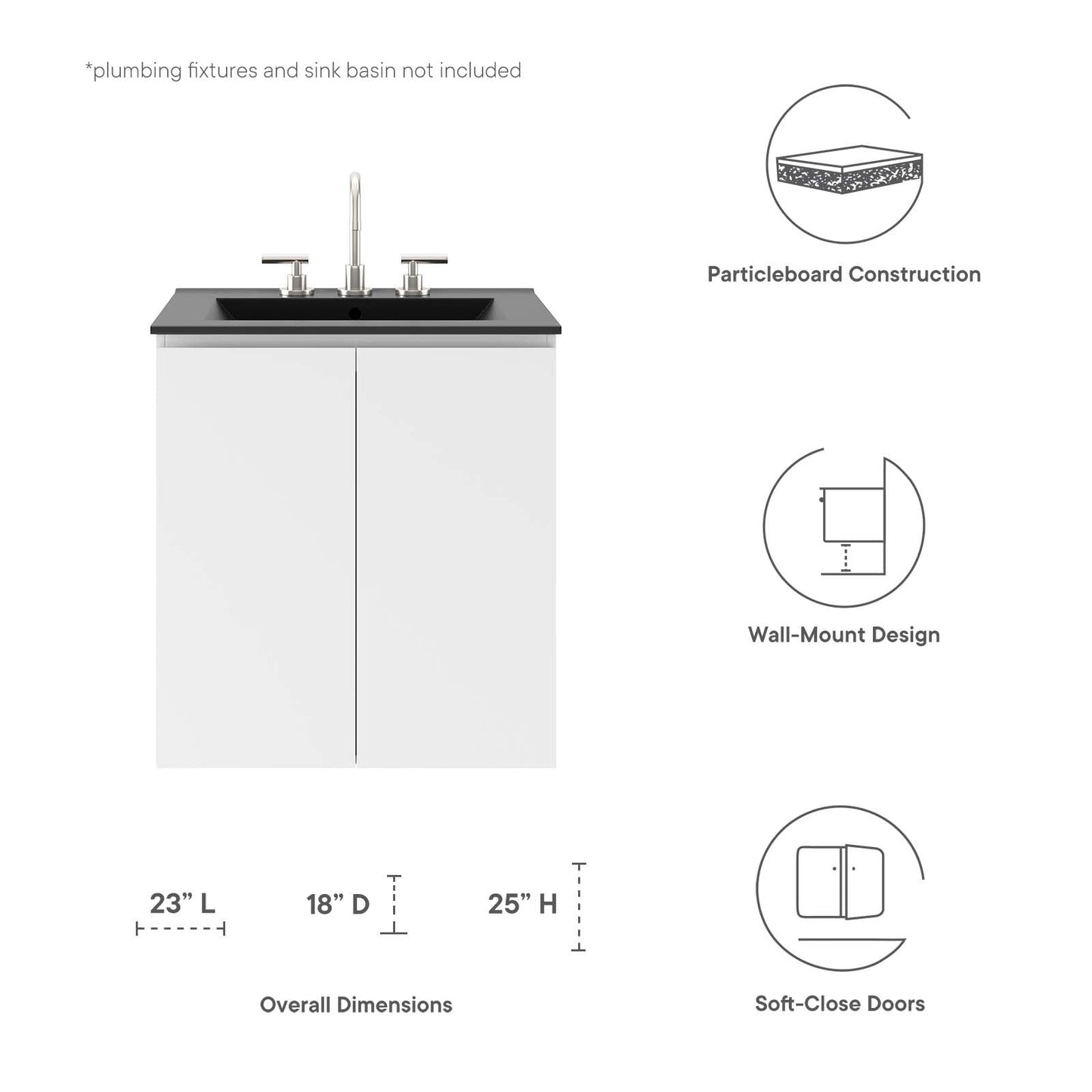 Vitality 24" Wall-Mount Bathroom Vanity By Modway - EEI-5557 | Bathroom Accessories | Modishstore - 16