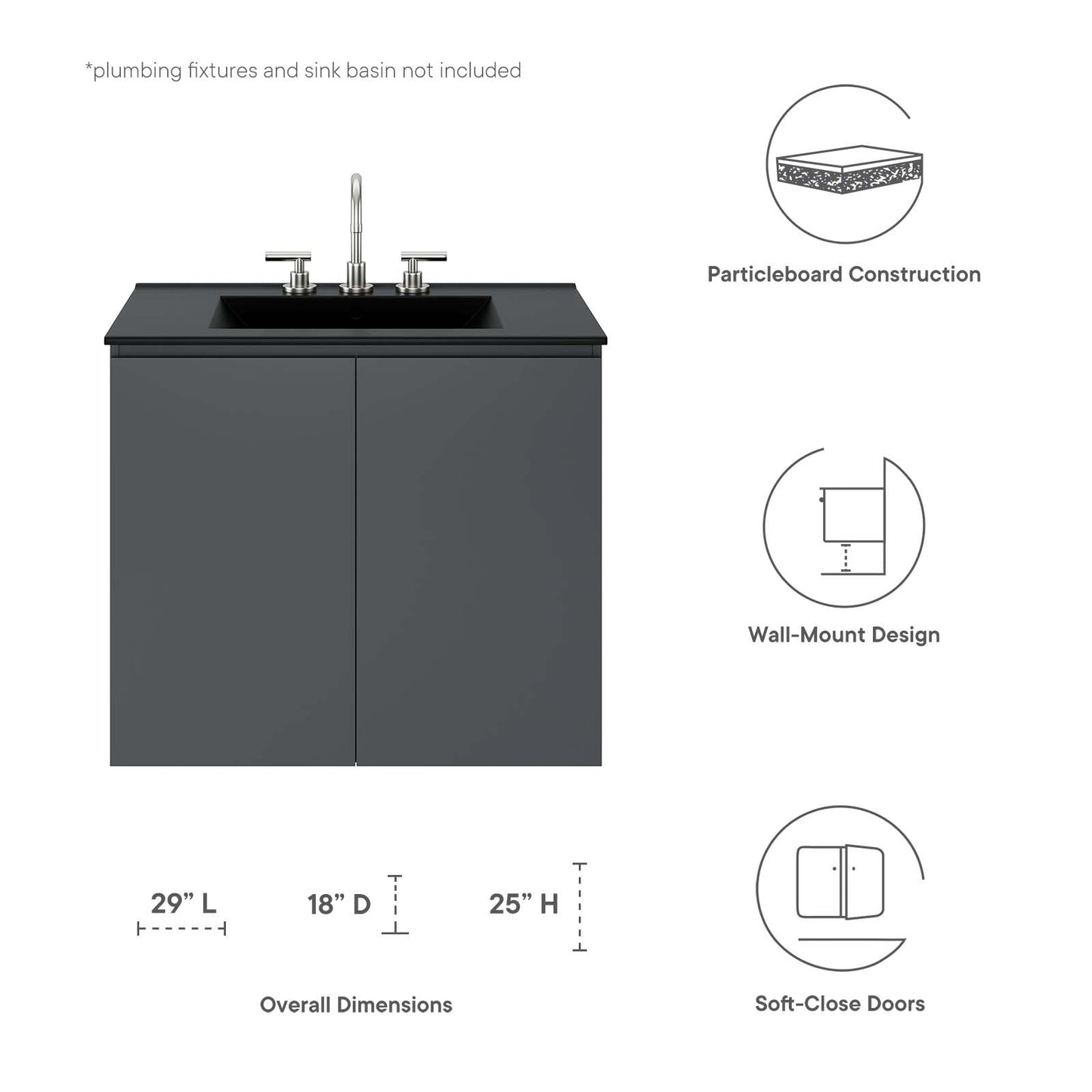 Vitality 30" Wall-Mount Bathroom Vanity By Modway - EEI-5558 | Bathroom Accessories | Modishstore - 8