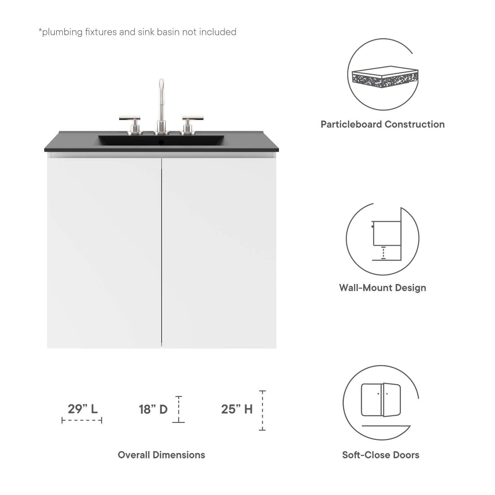 Vitality 30" Wall-Mount Bathroom Vanity By Modway - EEI-5558 | Bathroom Accessories | Modishstore - 16