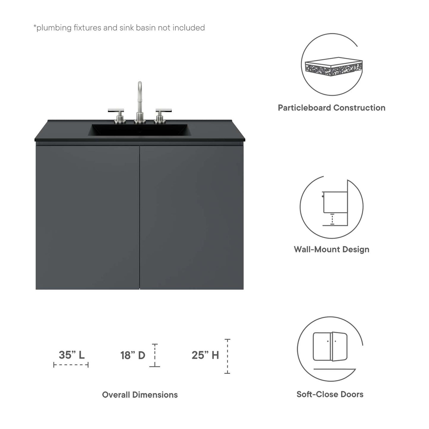 Vitality 36" Wall-Mount Bathroom Vanity By Modway - EEI-5559 | Bathroom Accessories | Modishstore - 8