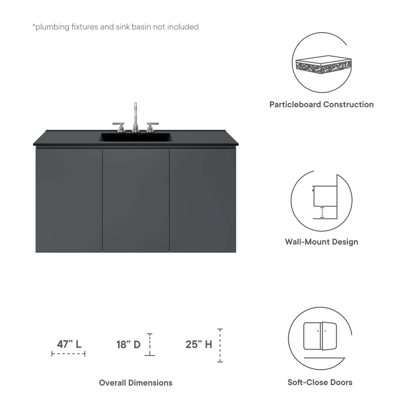 Vitality 48" Wall-Mount Bathroom Vanity By Modway - EEI-5560 | Bathroom Accessories | Modishstore - 9