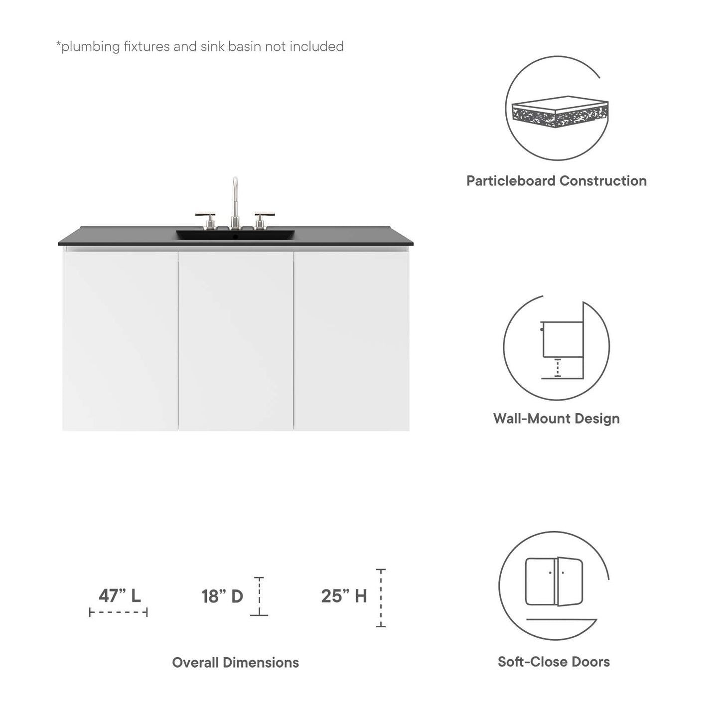 Vitality 48" Wall-Mount Bathroom Vanity By Modway - EEI-5560 | Bathroom Accessories | Modishstore - 17