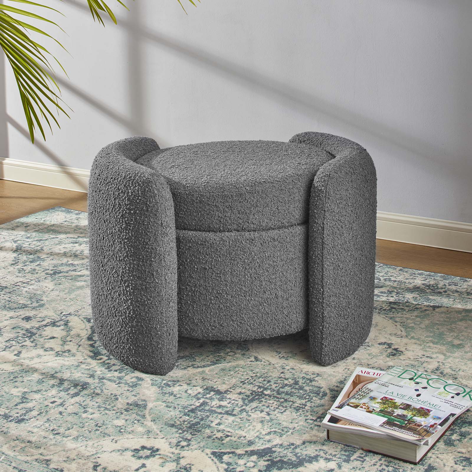 Modway Nebula Boucle Upholstered Upholstered Ottoman | Ottomans | Modishstore-11