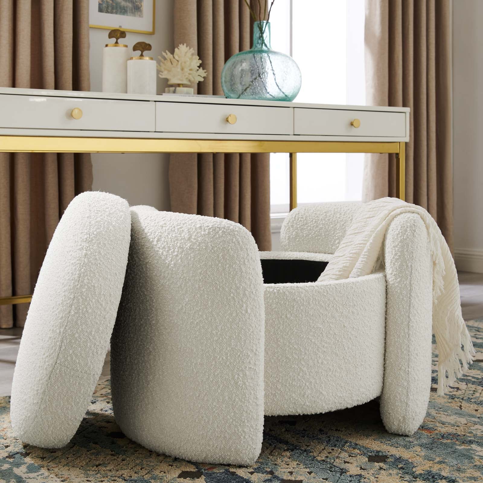 Modway Nebula Boucle Upholstered Upholstered Ottoman | Ottomans | Modishstore-7