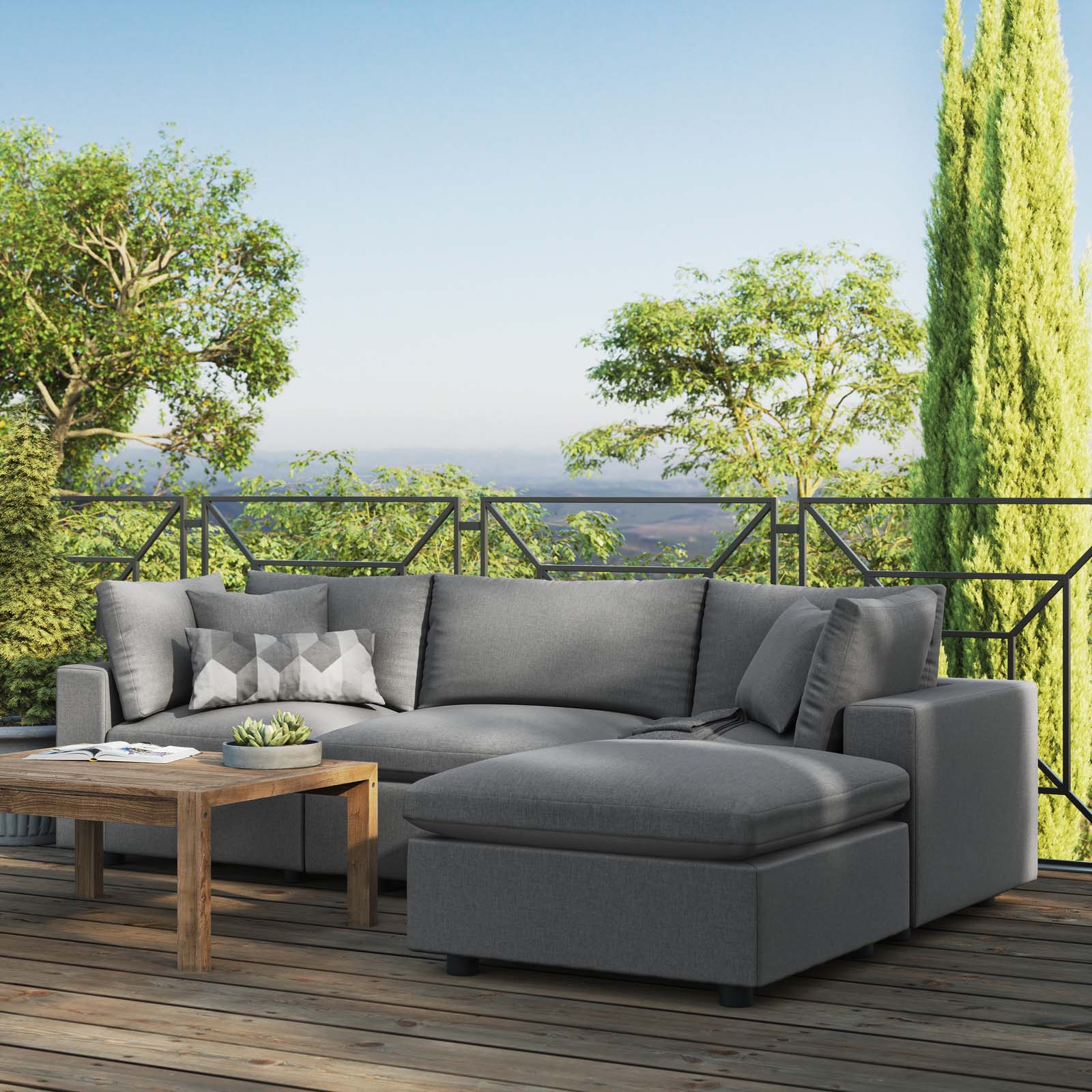 Modway Commix 4-Piece Outdoor Patio Sectional Sofa | Outdoor Sofas, Loveseats & Sectionals