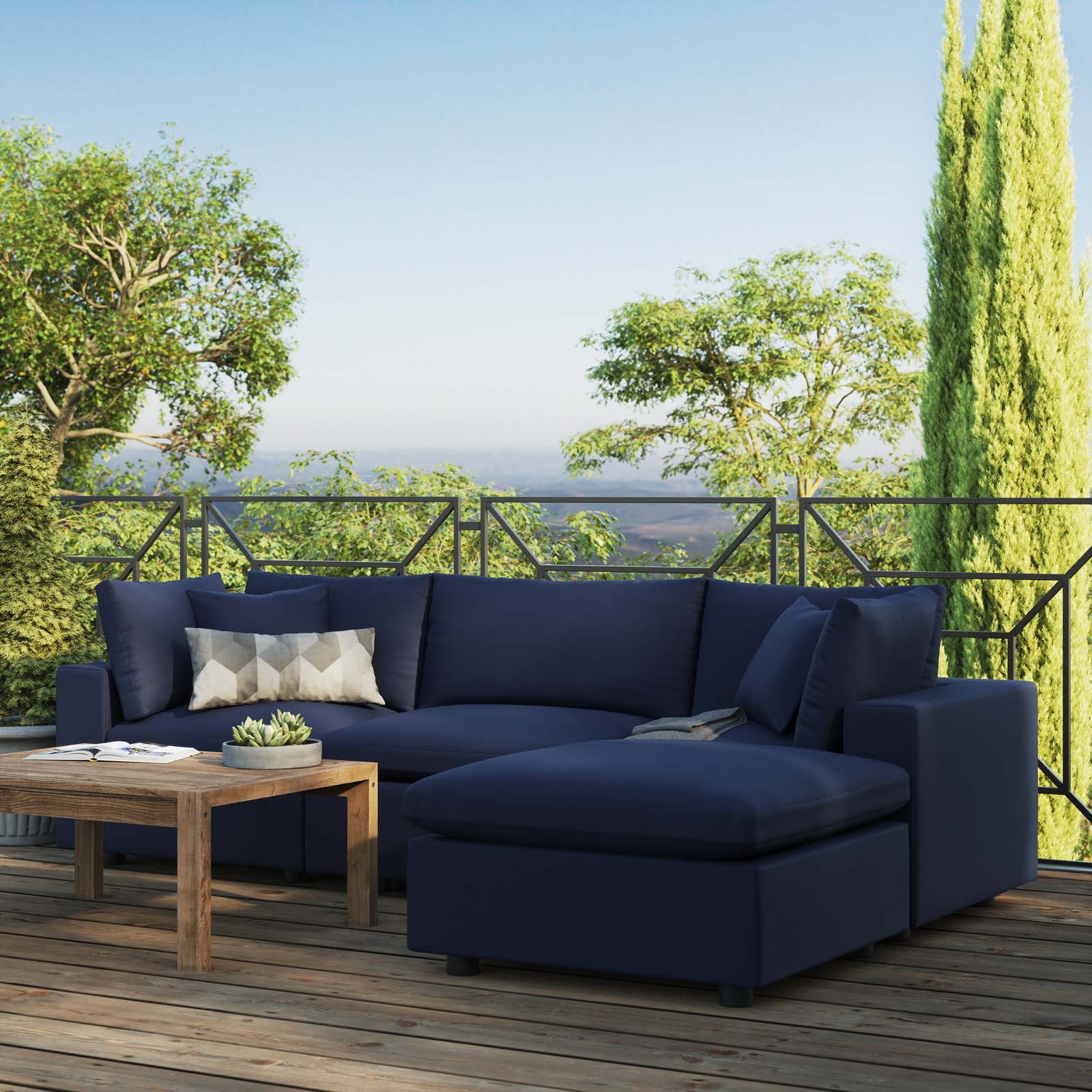 Modway Commix 4-Piece Outdoor Patio Sectional Sofa | Outdoor Sofas, Loveseats & Sectionals | 