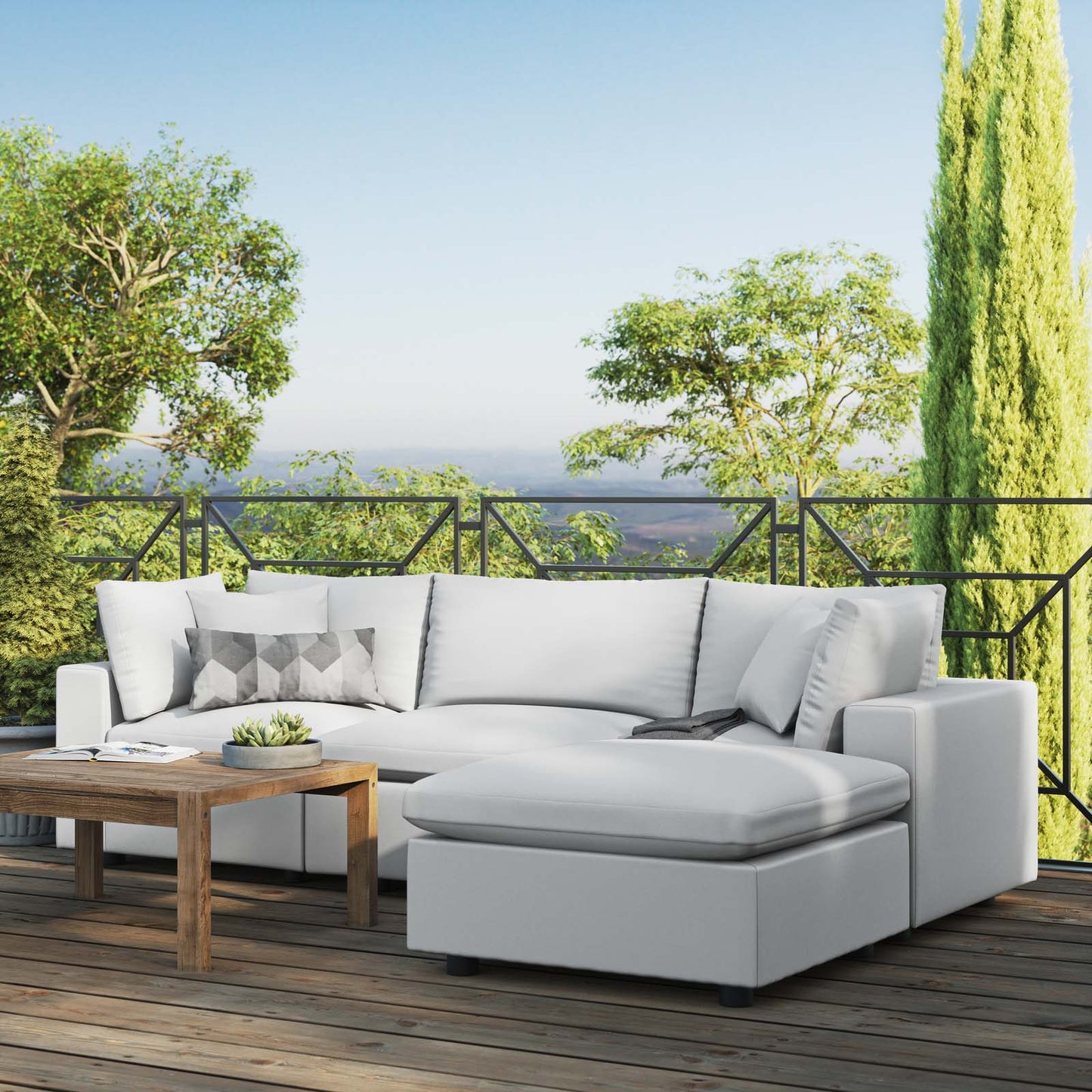 Modway Commix 4-Piece Outdoor Patio Sectional Sofa | Outdoor Sofas, Loveseats & Sectionals | 