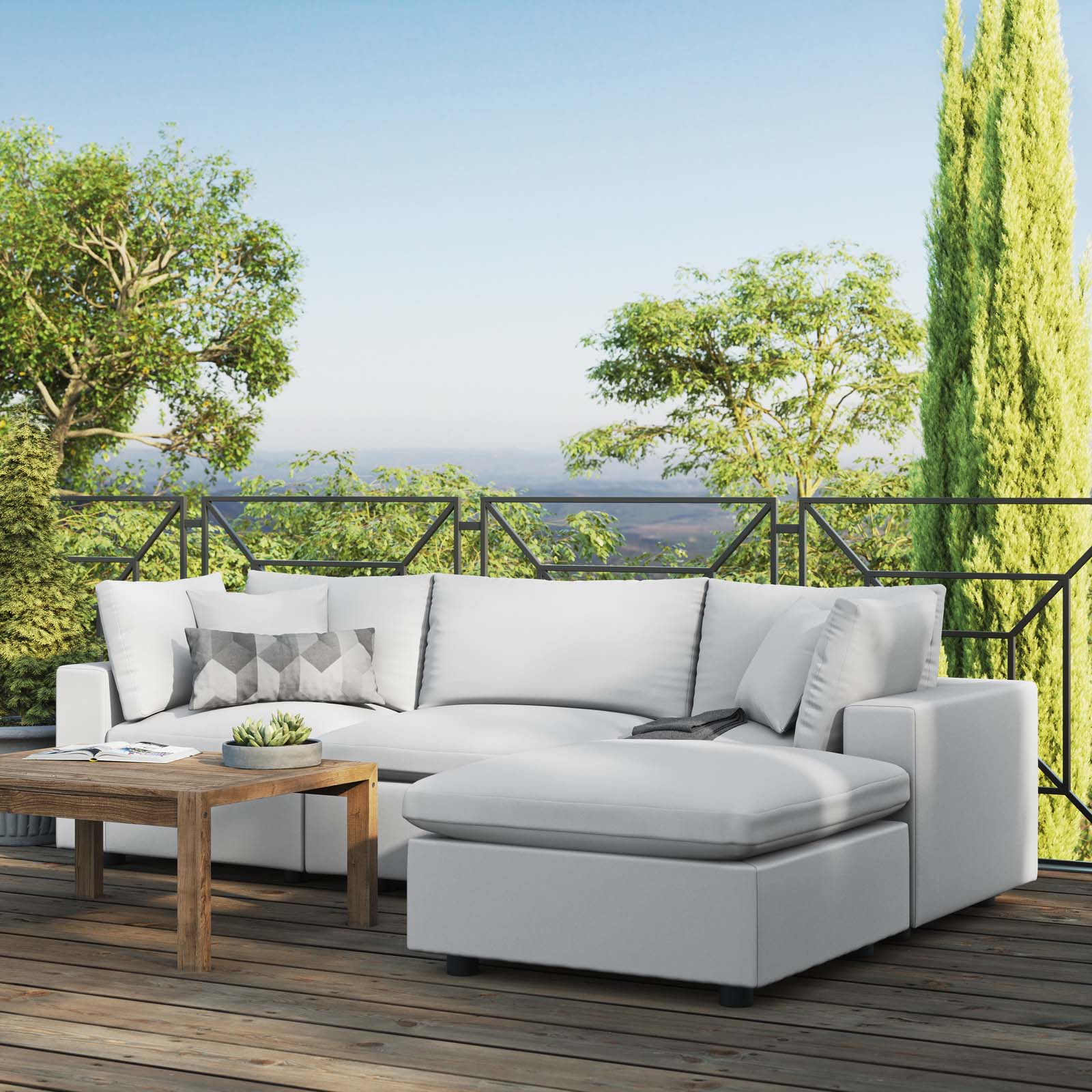 Modway Commix 4-Piece Outdoor Patio Sectional Sofa | Outdoor Sofas, Loveseats & Sectionals | 
