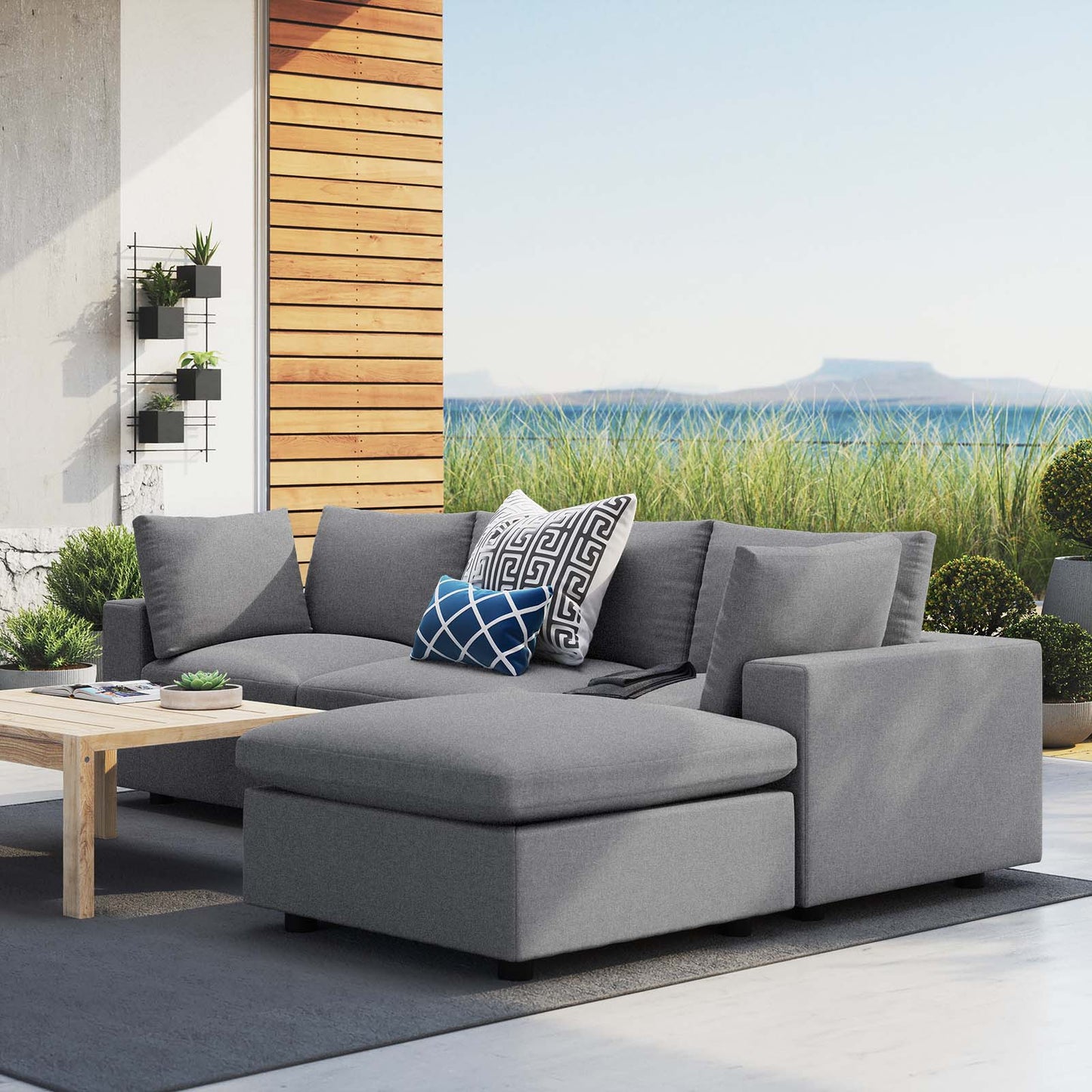 Modway Commix 4-Piece Sunbrella® Outdoor Patio Sectional Sofa | Outdoor Sofas, Loveseats & Sectionals | 