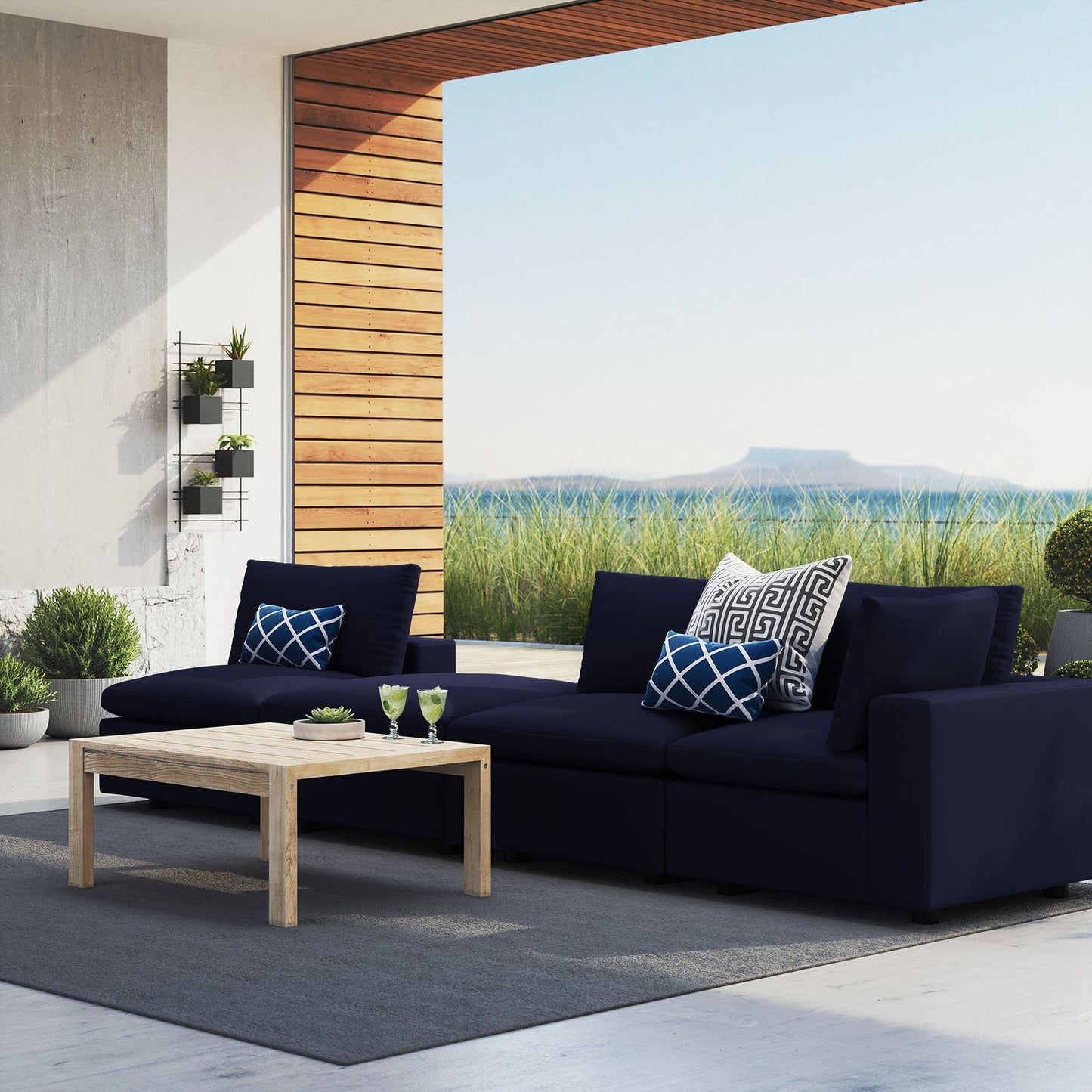 Modway Commix 4-Piece Sunbrella® Outdoor Patio Sectional Sofa | Outdoor Sofas, Loveseats & Sectionals